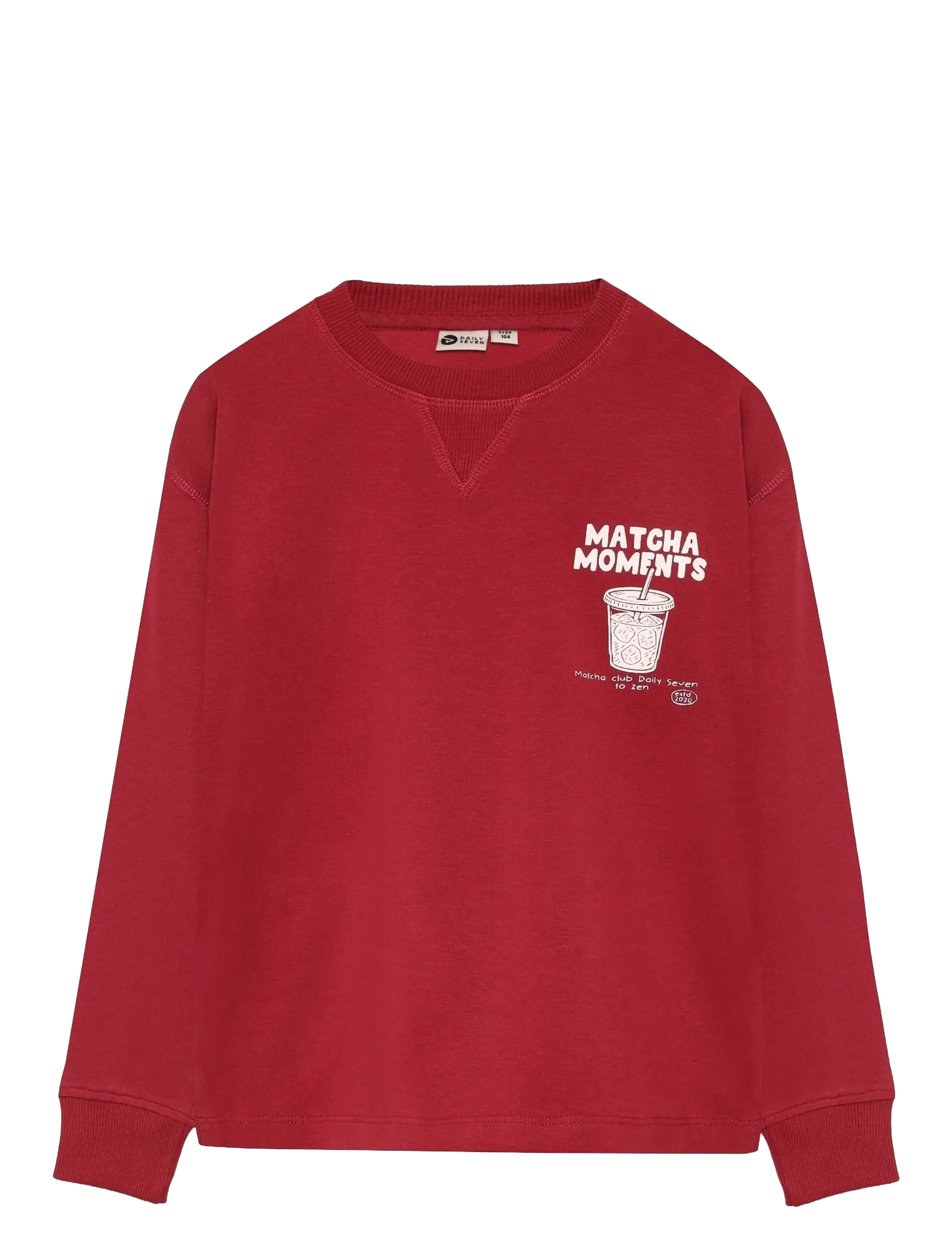 Daily 7 T-Shirt Longsleeve Chest Print, 128, Red, T-Shirts > Langærmede T-shirts, Børn