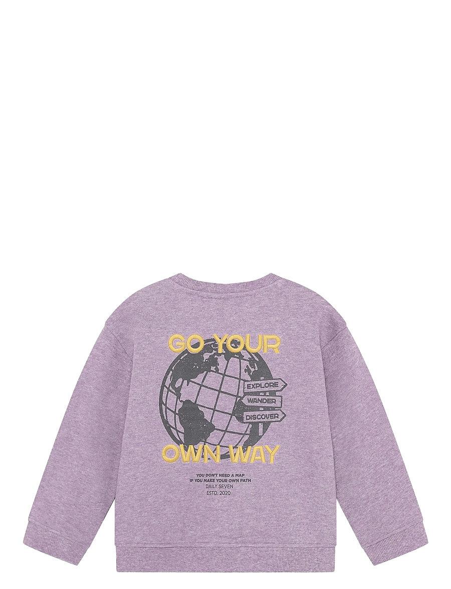 Daily 7 - Oversized Sweater Backprint - sweatshirts - purple melange - 2