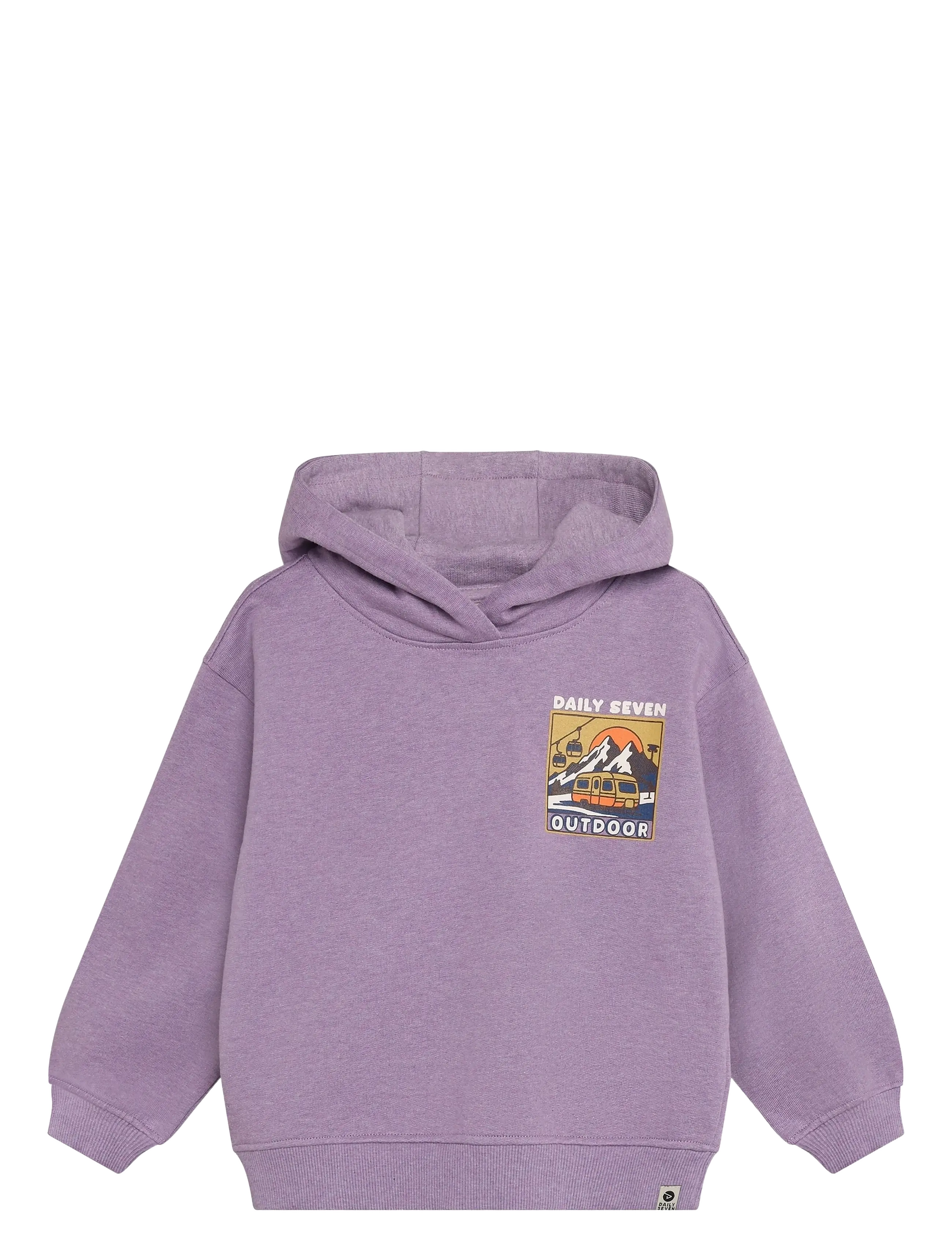 Daily 7 - Oversized Hoodie Chest Print - kapuutsiga pusad - purple melange - 1