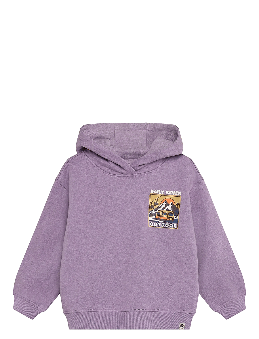 Daily 7 - Oversized Hoodie Chest Print - hoodies - purple melange - 1