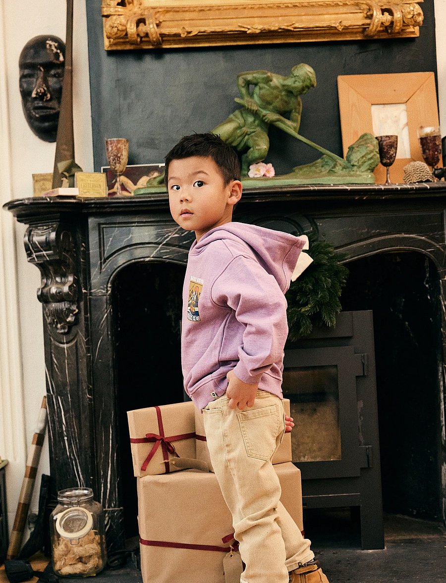 Daily 7 - Oversized Hoodie Chest Print - hoodies - purple melange - 0