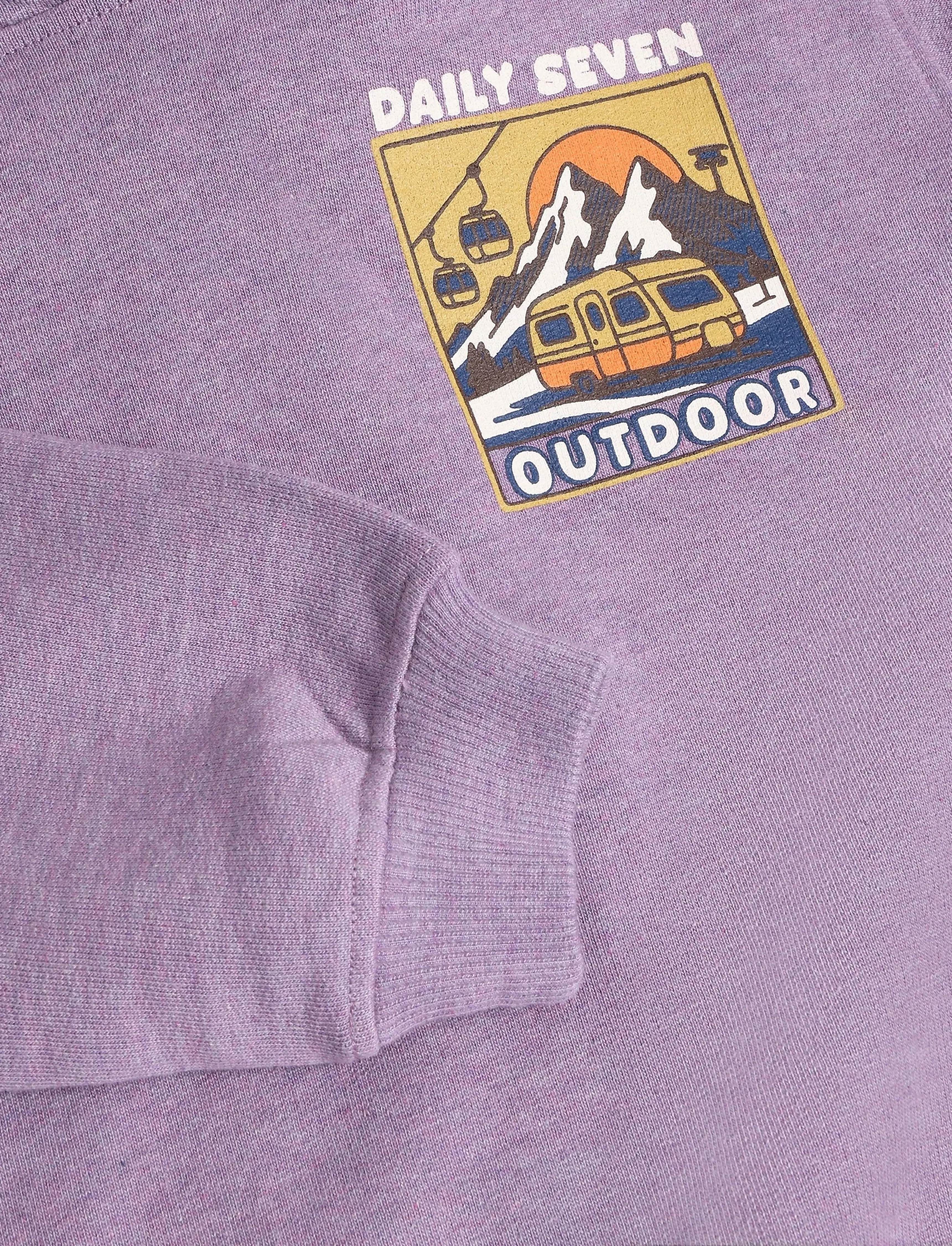 Daily 7 - Oversized Hoodie Chest Print - kapuutsiga pusad - purple melange - 3