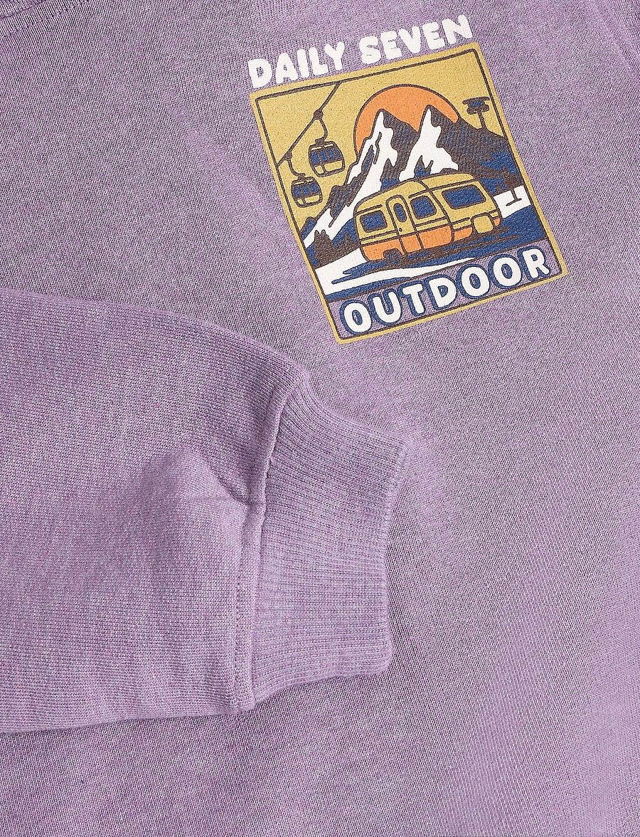 Daily 7 - Oversized Hoodie Chest Print - hoodies - purple melange - 3