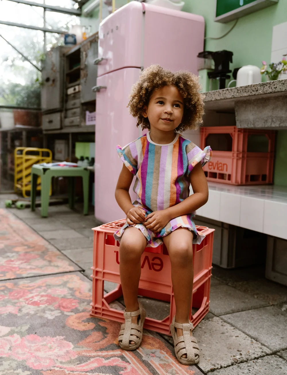 Daily 7 - T-shirt Terry Stripe - kurzärmelige - cherry purple - 0