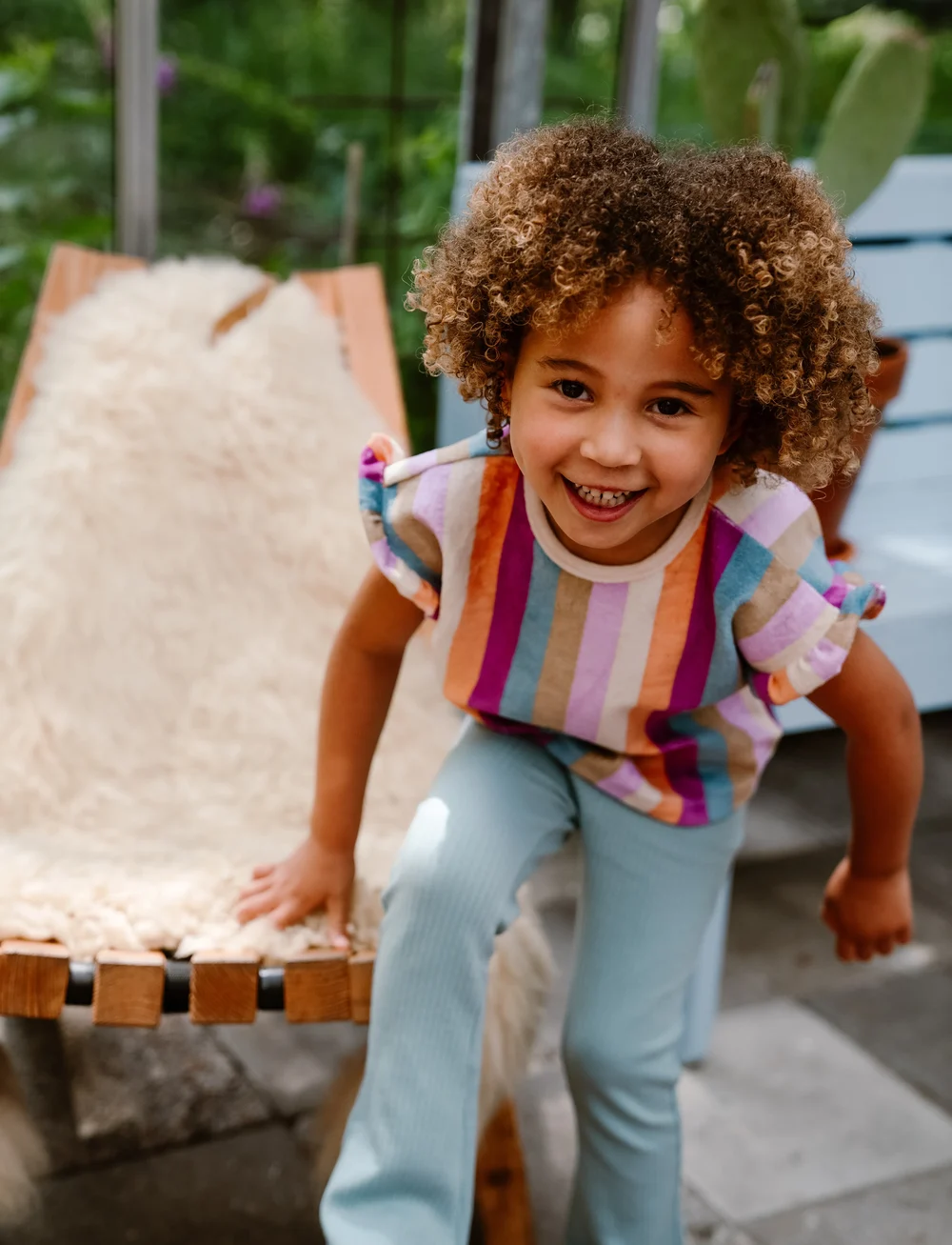 Daily 7 - T-shirt Terry Stripe - kurzärmelige - cherry purple - 4