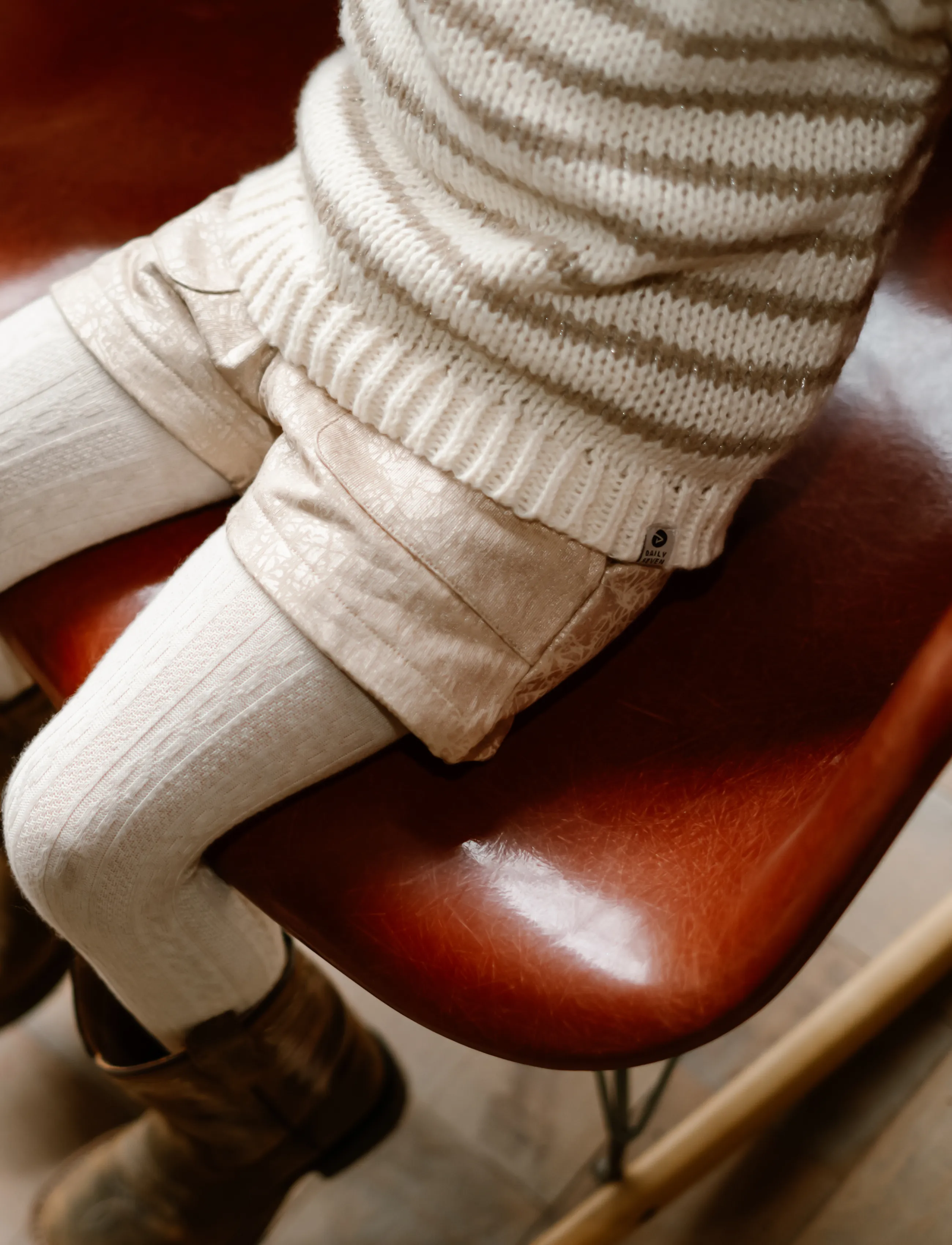 Daily 7 - Knitted Sweater Stripe - pullover - sand - 4