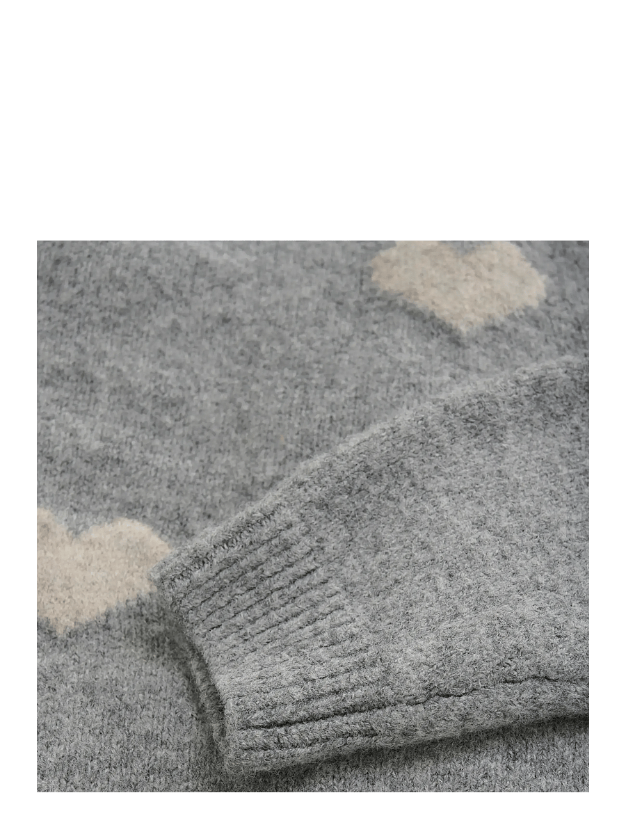 Daily 7 - Knitted Sweater Heart - pullover - medium grey melange - 3
