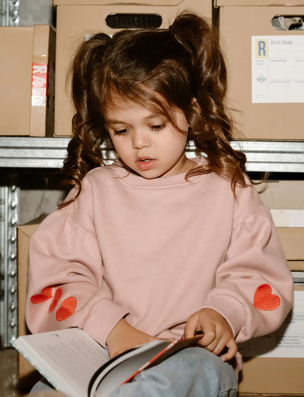 Daily 7 - Sweater Heart Embroidery - sweatshirts - pale mauve - 5