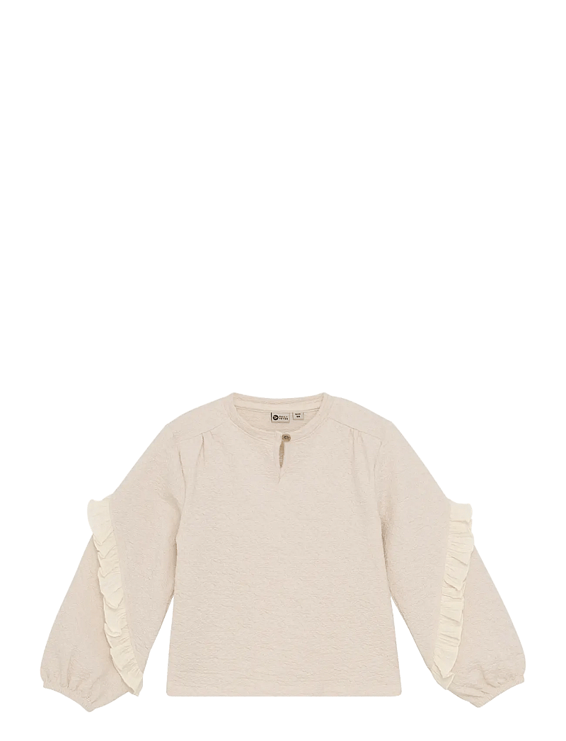 Daily 7 - T-shirt Longsleeve Ruffle - långärmade t-shirts - sandshell - 0