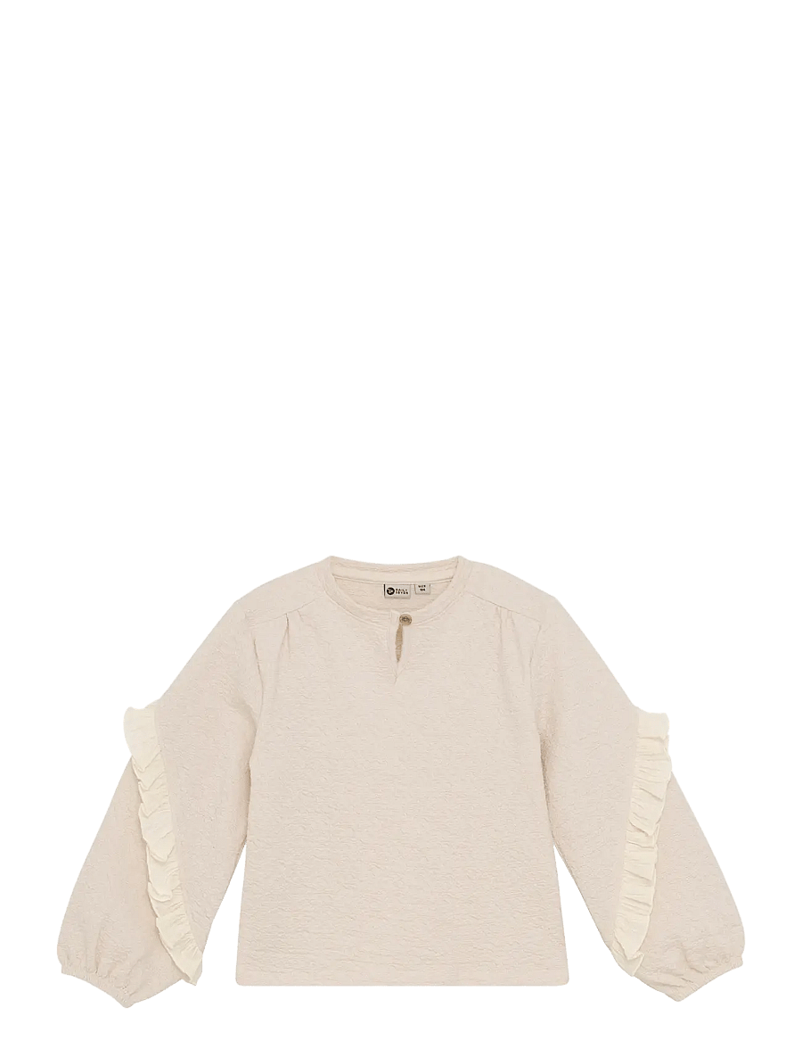 Daily 7 - T-shirt Longsleeve Ruffle - långärmade t-shirts - sandshell - 0