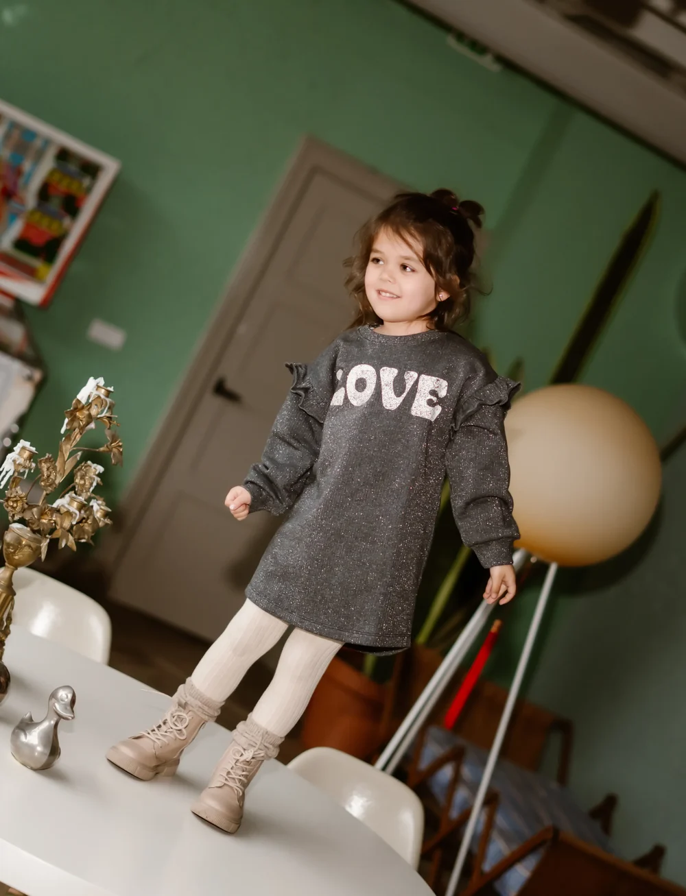 Daily 7 - Sweatdress Longlseeve Print - langärmelige freizeitkleider - phantom - 4