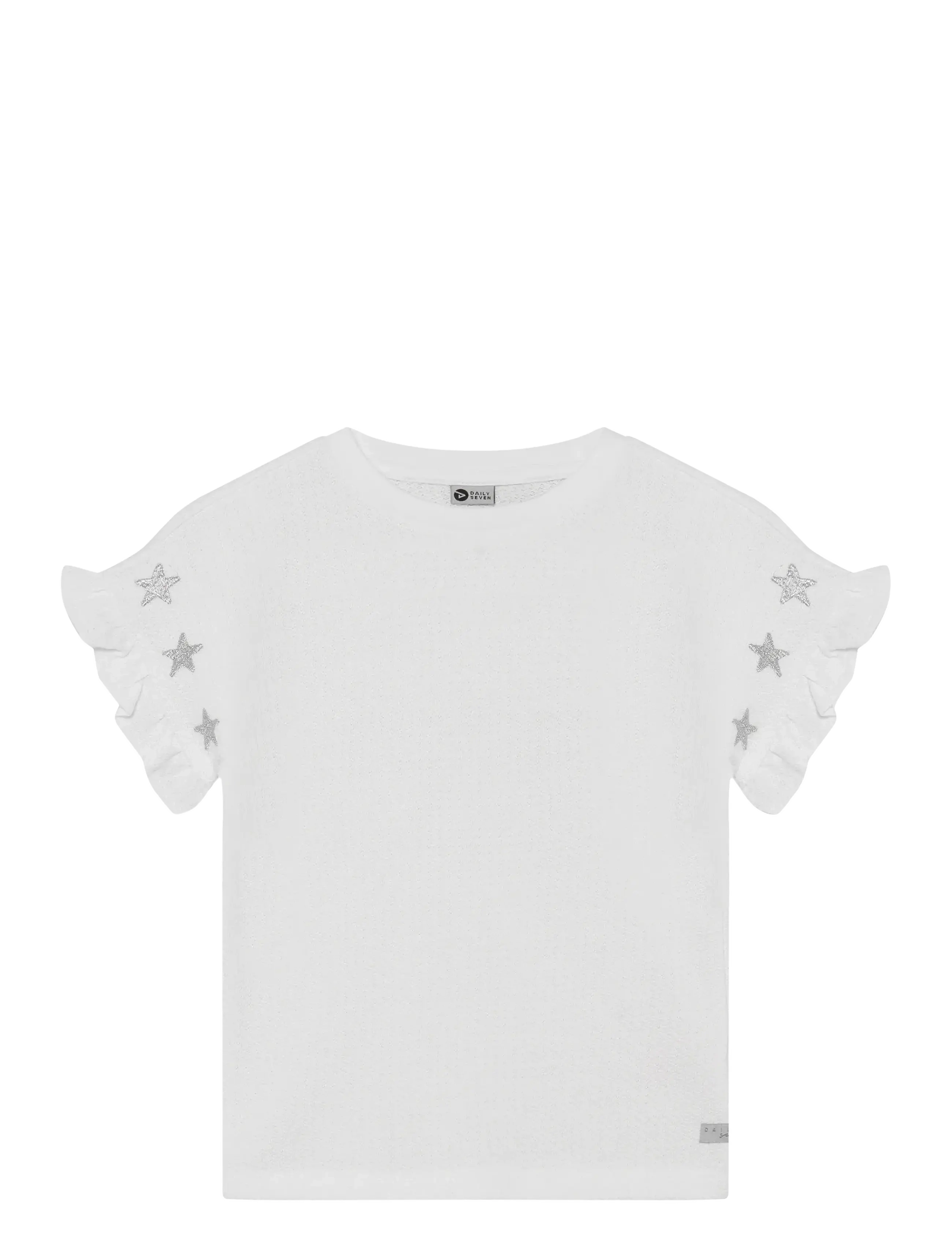 DAILY 7 T-Shirt Embroidery Sleeve Weiß - 104 - Kinder