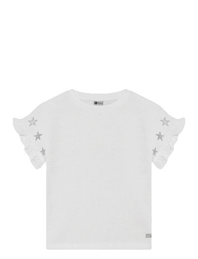 Daily 7 T-shirt Embroidery Sleeve - Toppar & T-shirts - EGRET / white