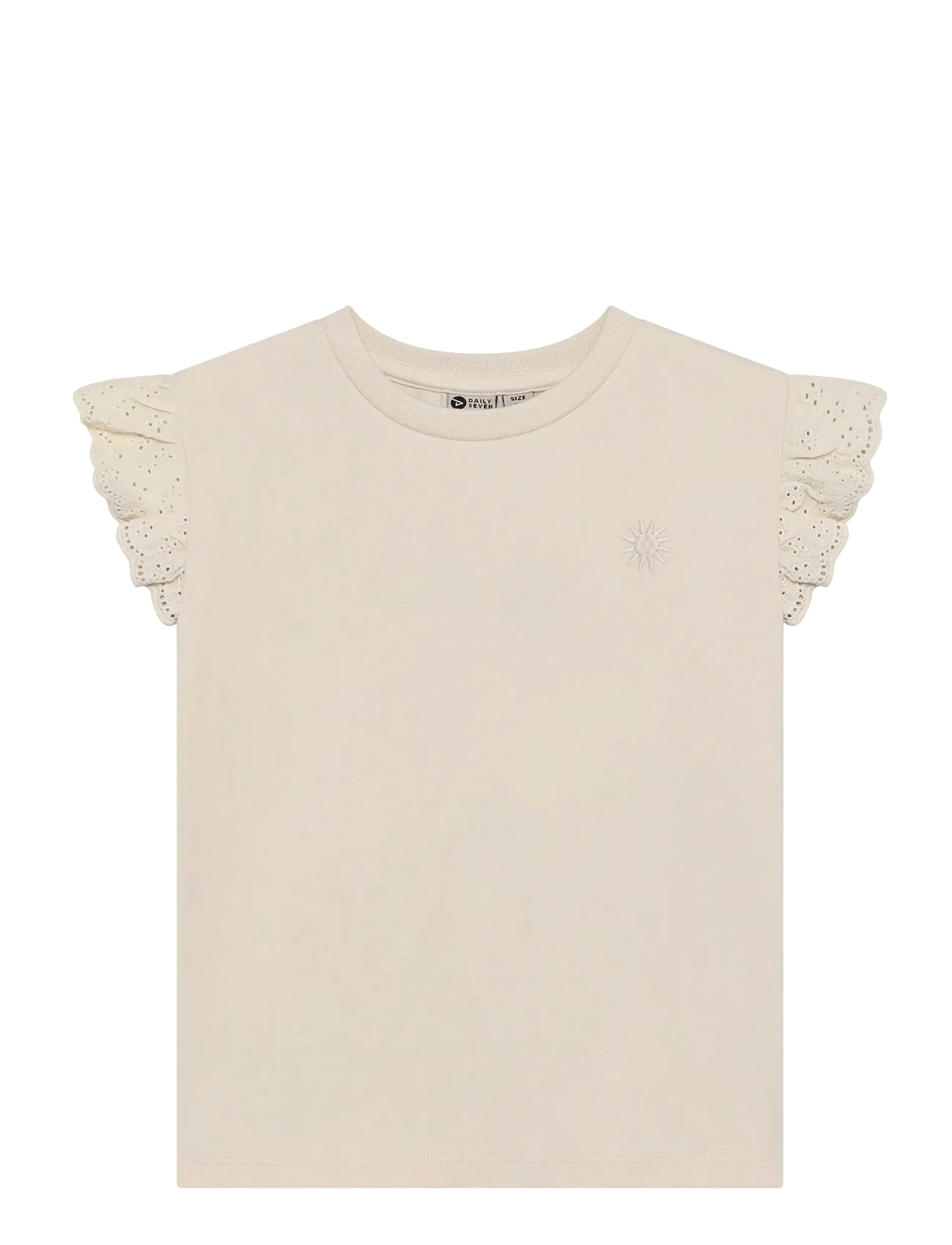 Daily 7 T-Shirt Broderie, Børn, Broderi T-shirt, Beige, Str: 104