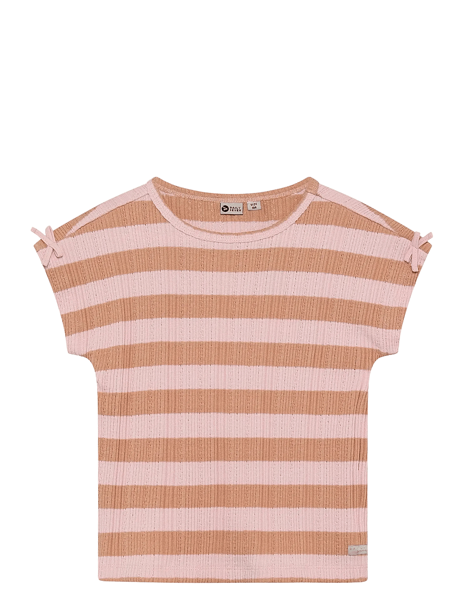 Daily 7 - T-shirt Fancy Stripe - short-sleeved - silver pink - 1