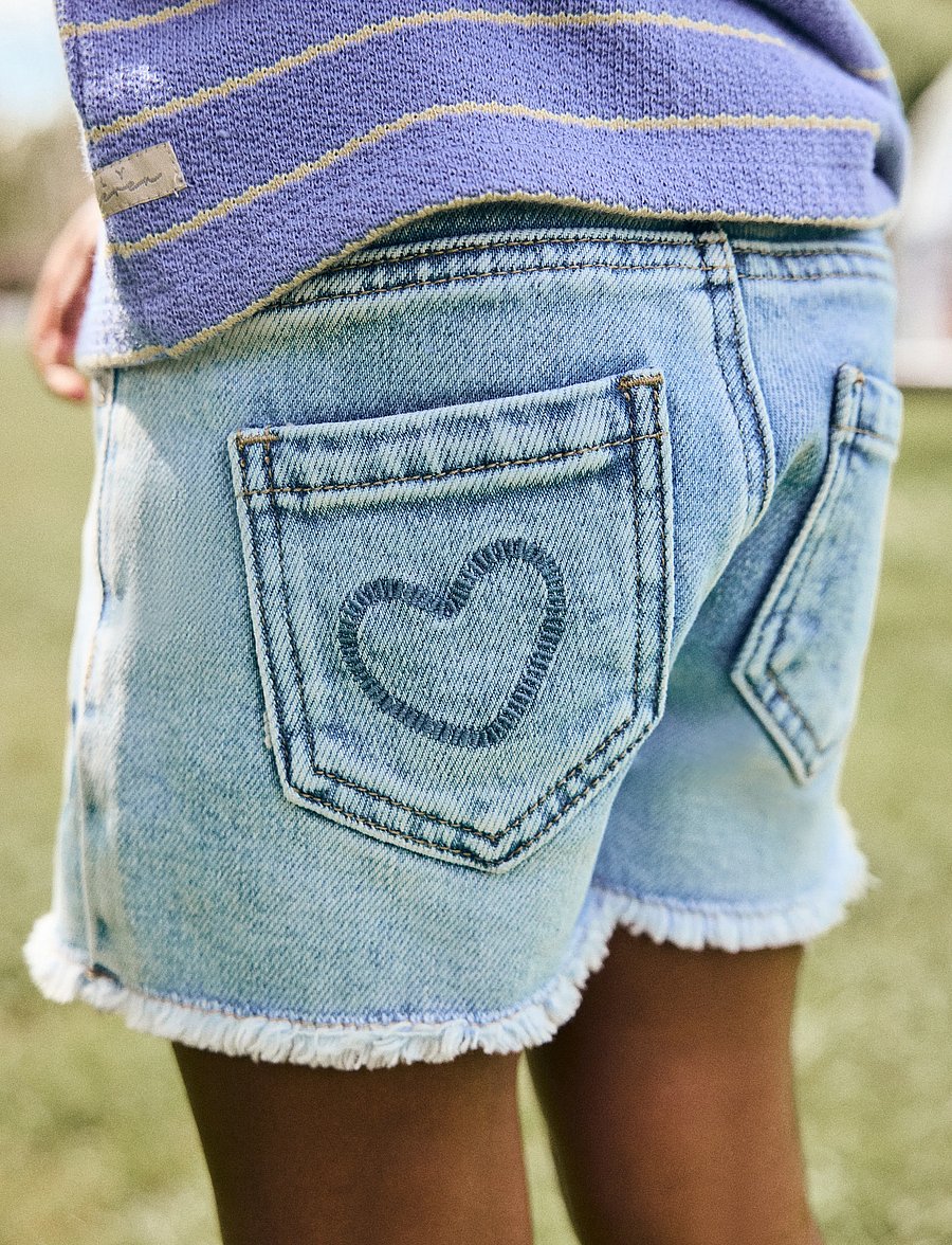 Daily 7 - Denim Shorts Heart - denim shorts - blue denim - 5