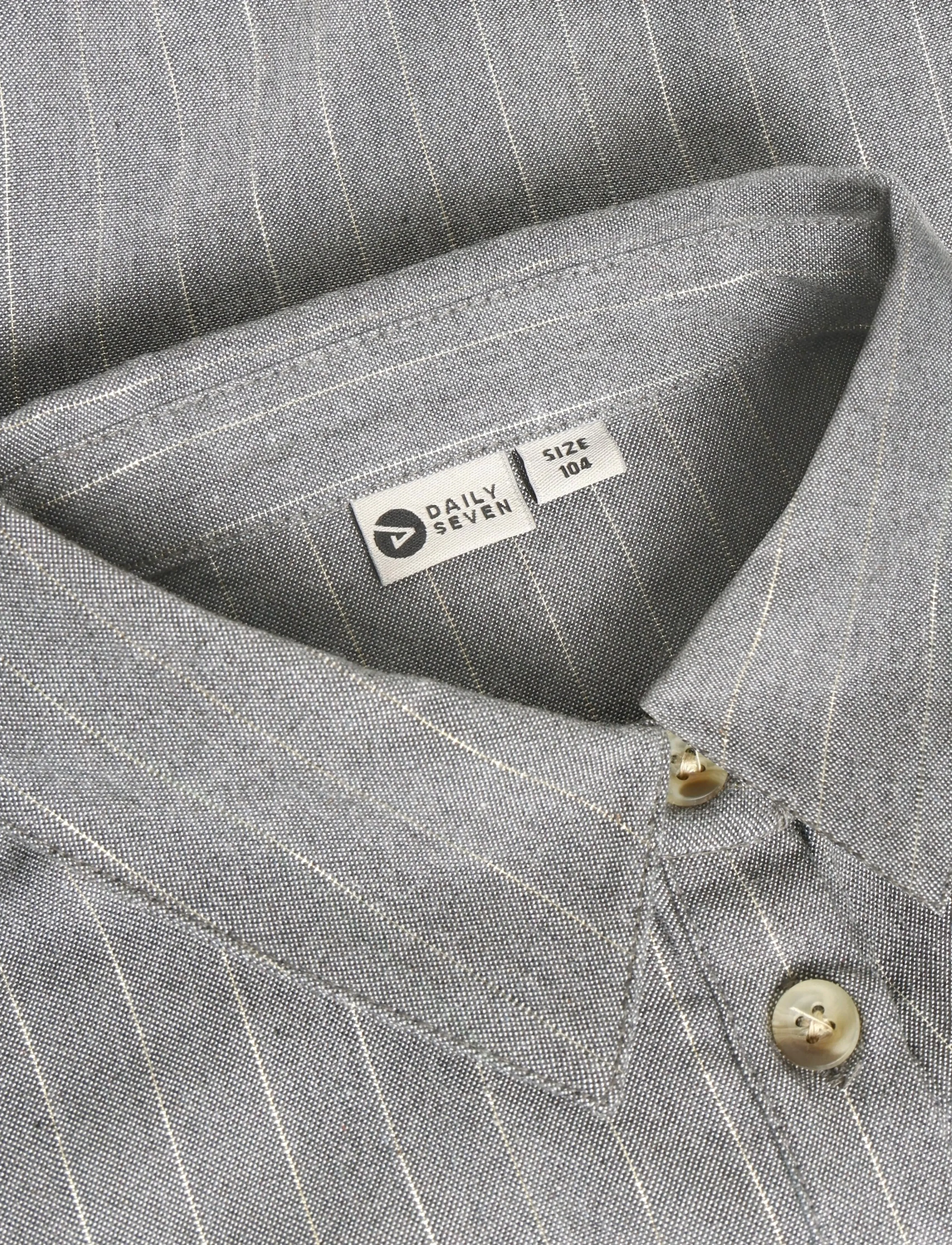 Daily 7 - Shirt Longsleeve Pinstripe - langärmlige hemden - mid grey melange - 4
