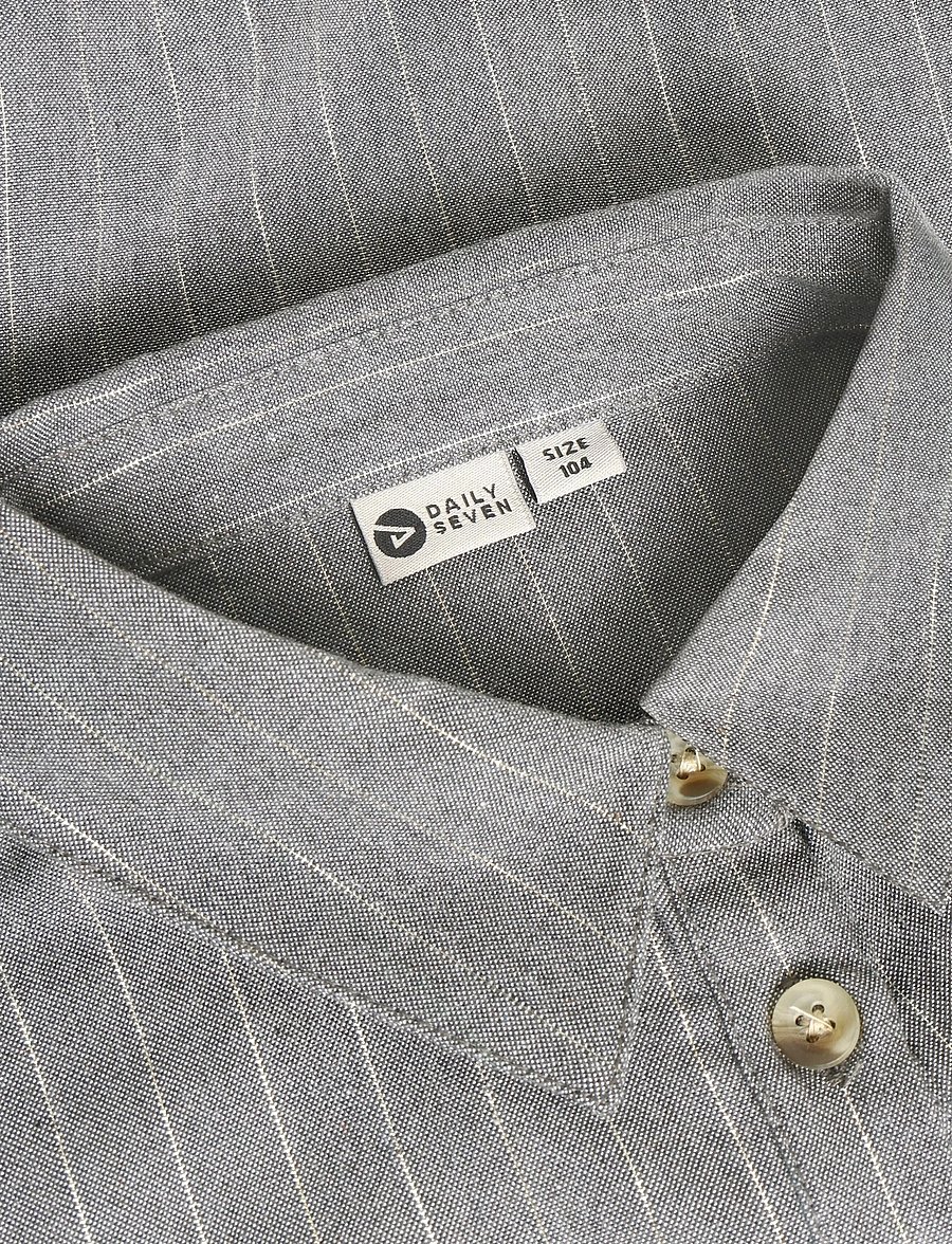 Daily 7 - Shirt Longsleeve Pinstripe - langærmede skjorter - mid grey melange - 4