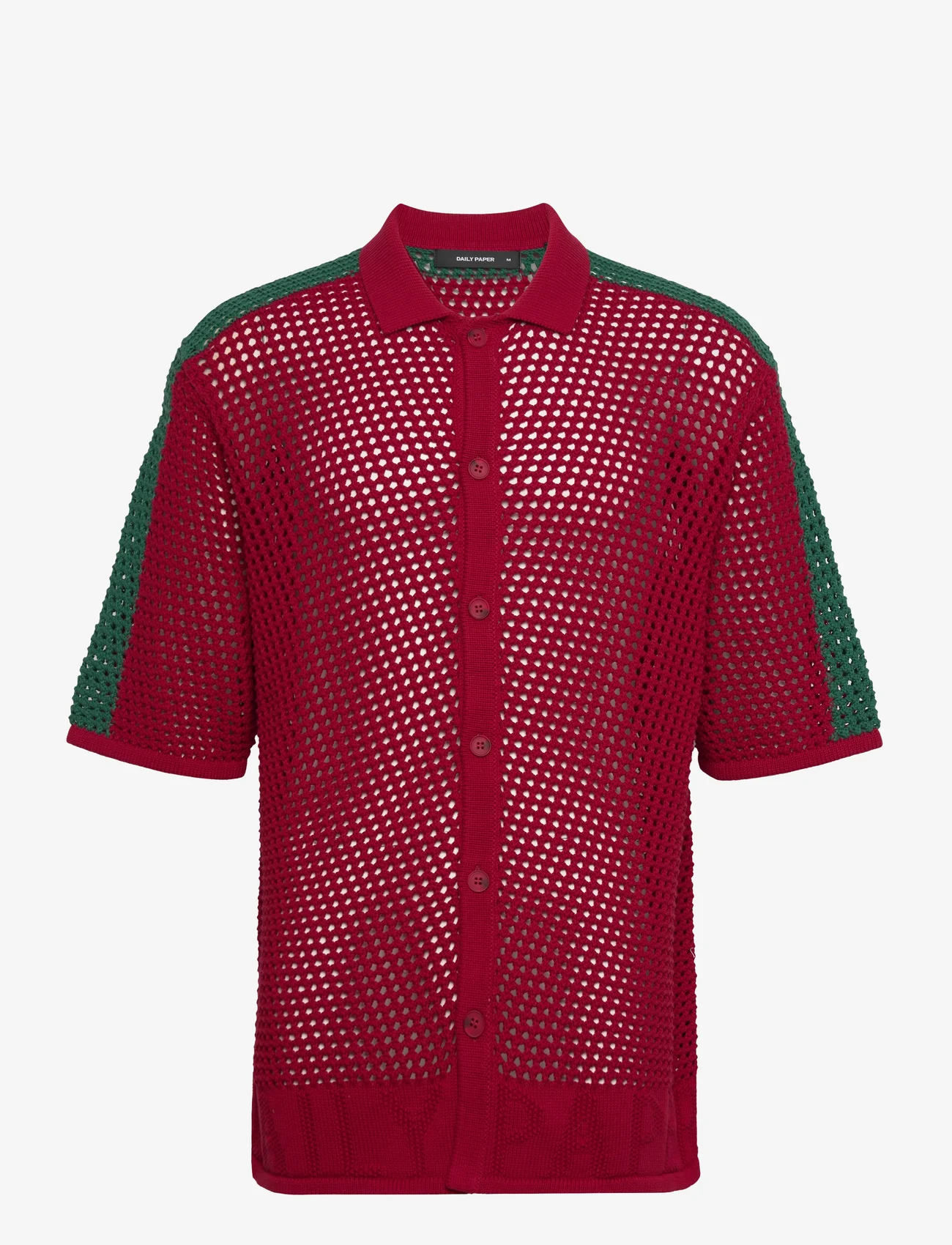 Daily Paper - petiri ss shirt - podstawowa odzież z dzianiny - samba red/ bosphorus green - 0