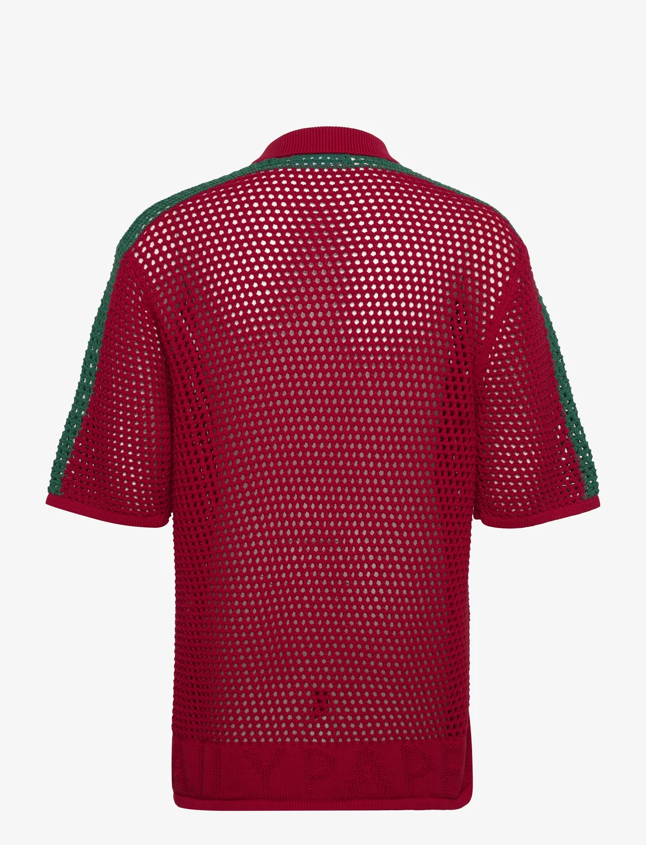 Daily Paper - petiri ss shirt - megzti laisvalaikio drabužiai - samba red/ bosphorus green - 1