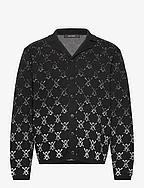 kirabo gradient knit ls shirt - BLACK