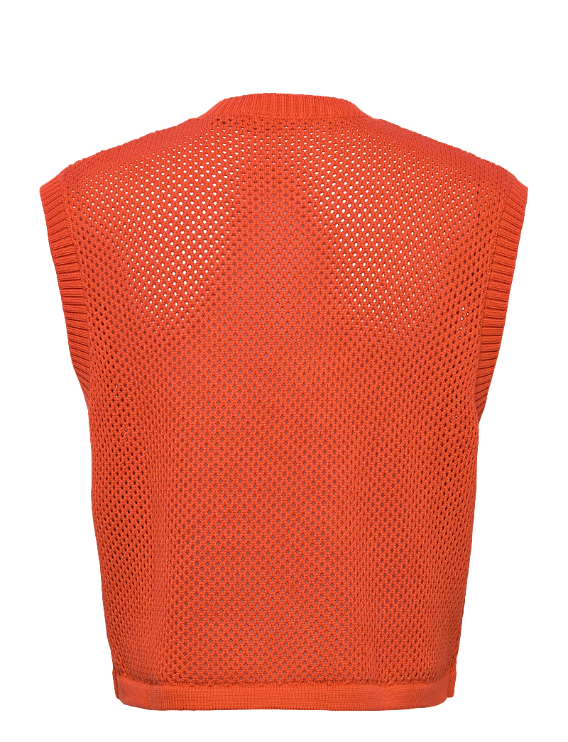 Daily Paper - crochet vest - stickade västar - red clay - 1