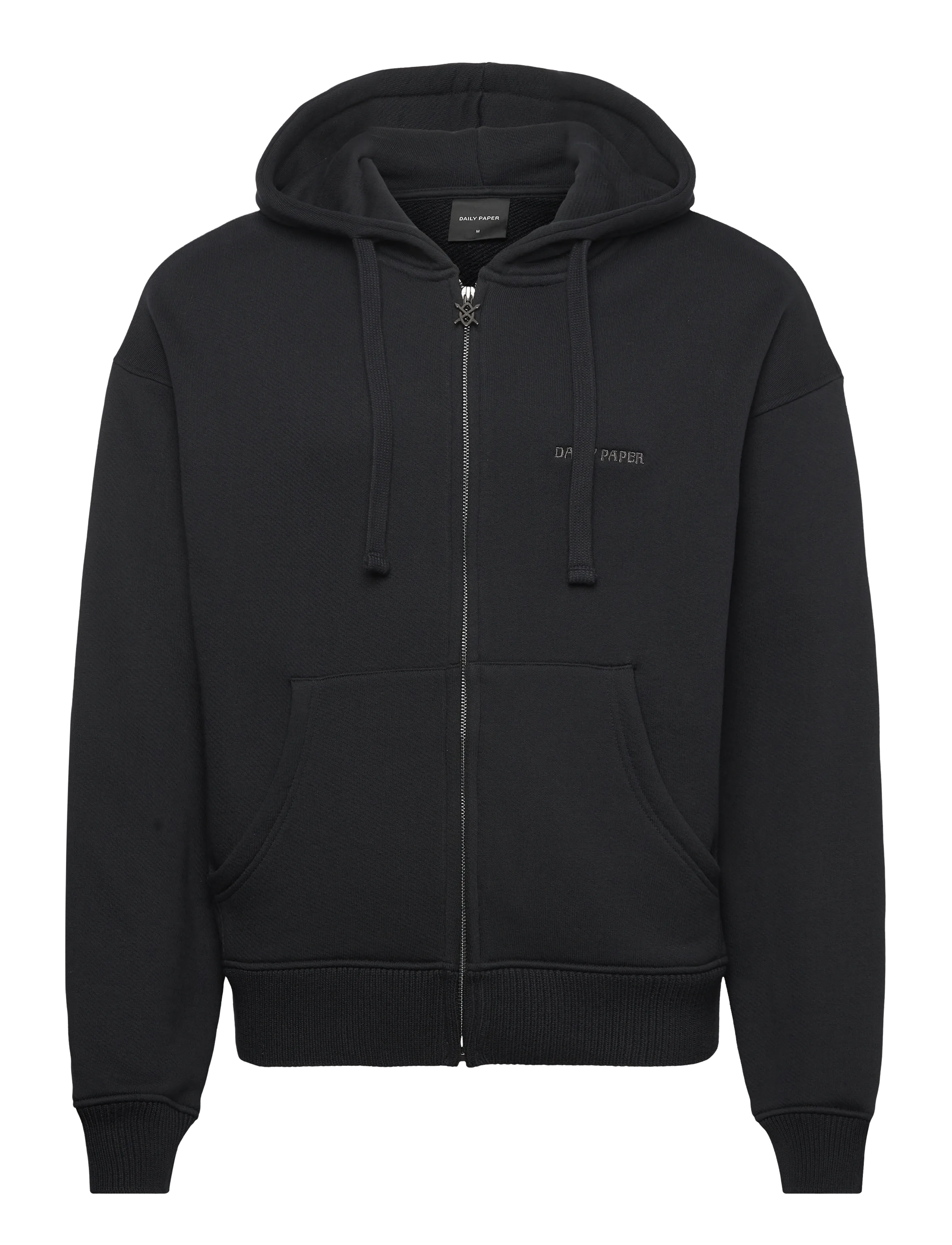 boxy zip up hoodie - BLACK