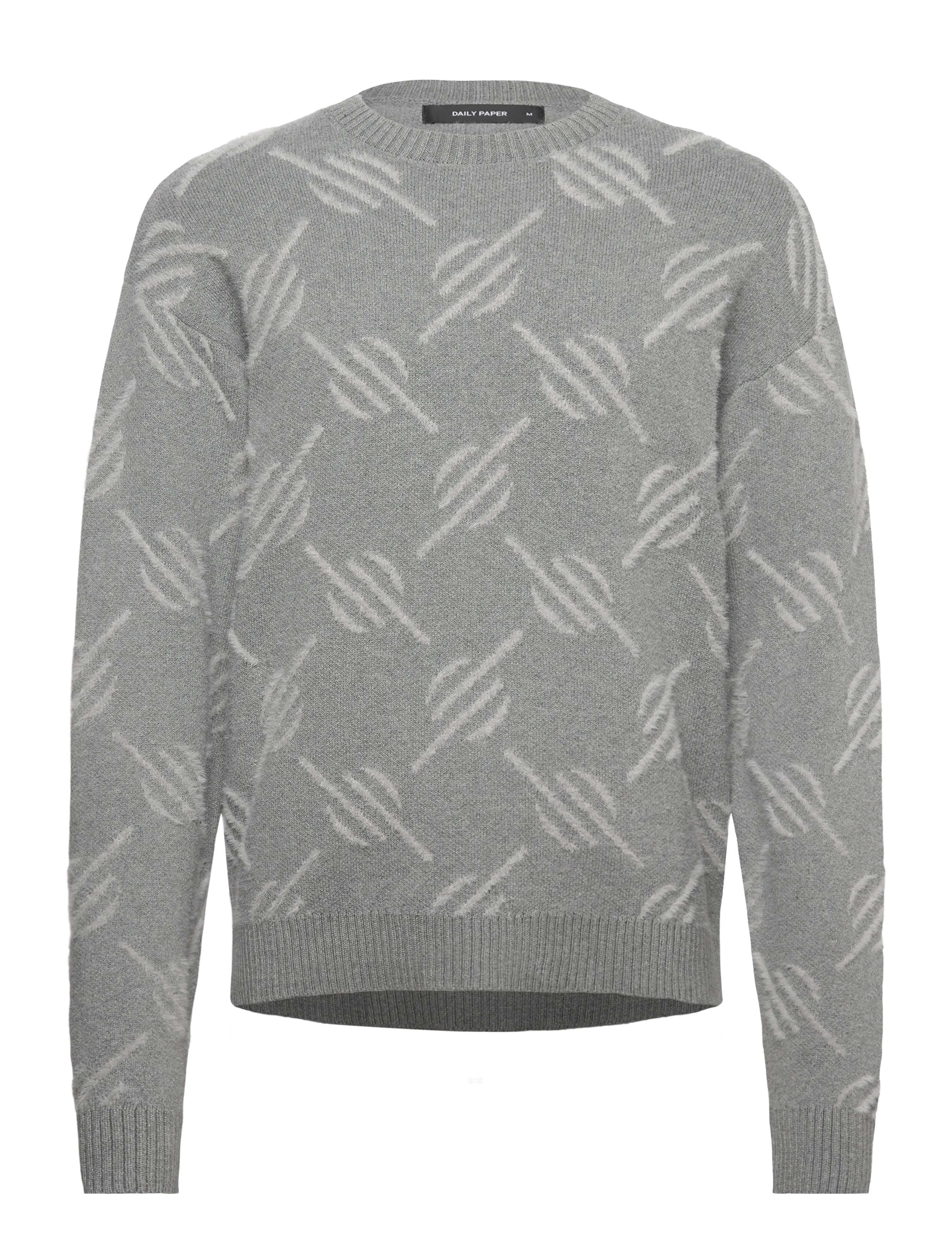 Daily Paper Tevin Monogram Knit Sweater, XL, Knitwear, Grau - Round Necks, Männerswear