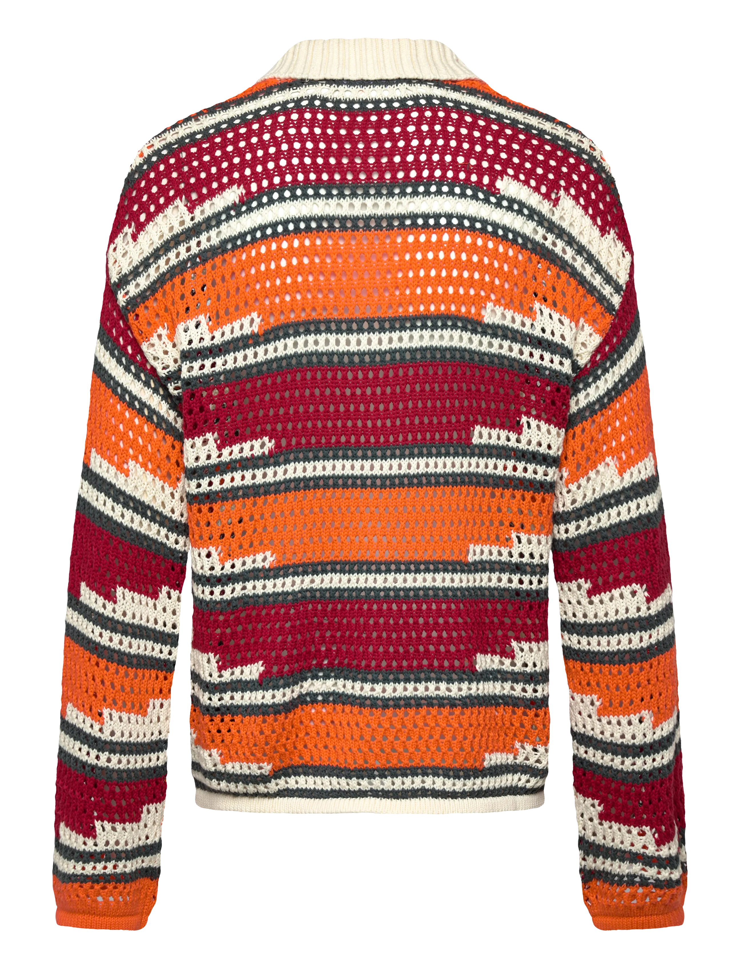 Daily Paper - kente stripe knit polo - pikkade varrukatega kootud polosärgid - haute red / tigerlily - 1