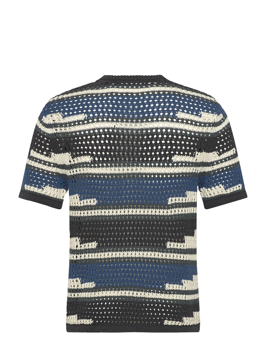 Daily Paper - kente stripe knit shirt - kurzärmelig - woodland grey - 1