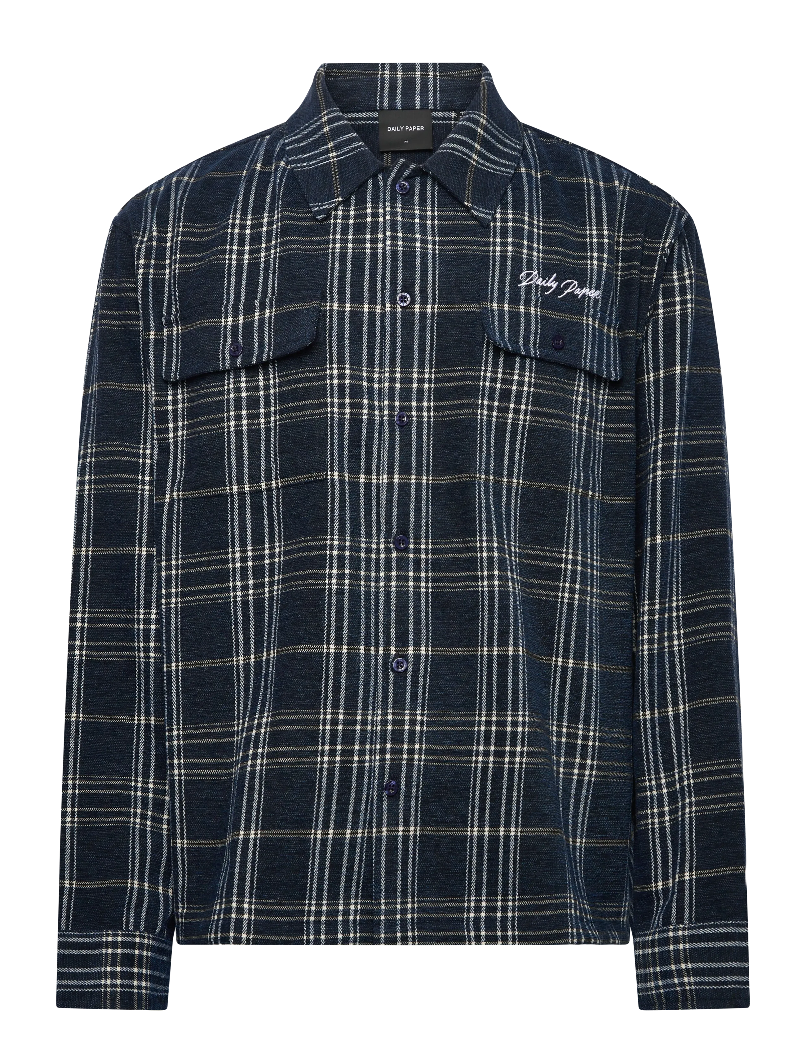 DAILY PAPER Chenille Script Ls Shirt Navy - L - Herren