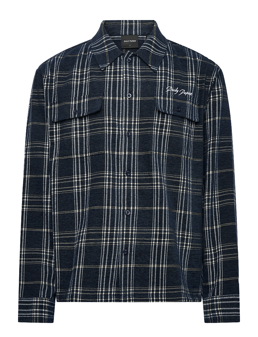 Daily Paper - chenille script ls shirt - checkered shirts - briliant blue - 0
