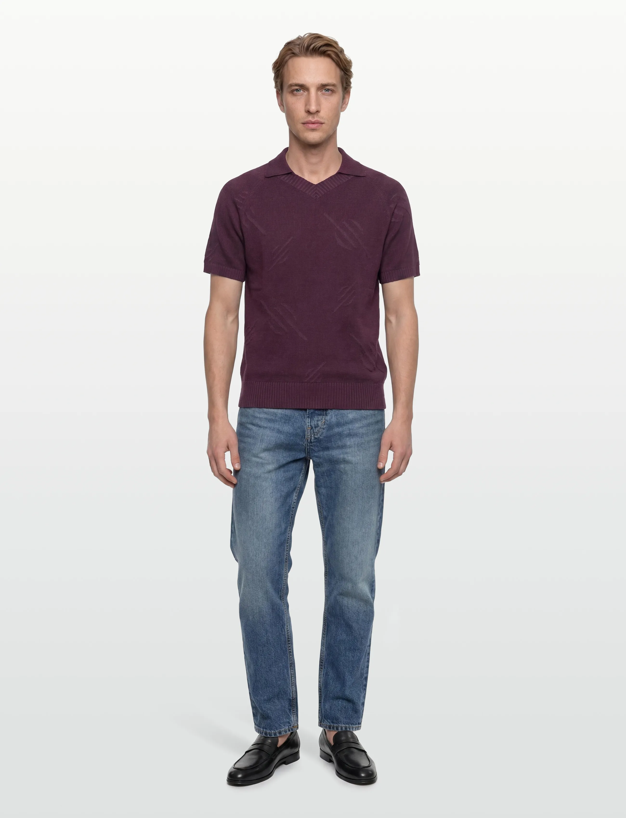 Daily Paper Monogram Polo Knit, XS, Polos, Burgunderrot - Short-sleeved, Männerswear