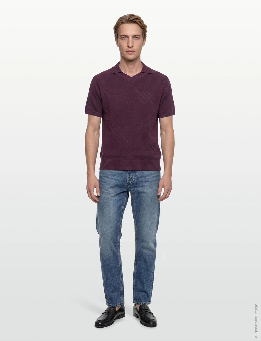Daily Paper - monogram polo knit - langärmlige strick-polohemden - potent purple - 0