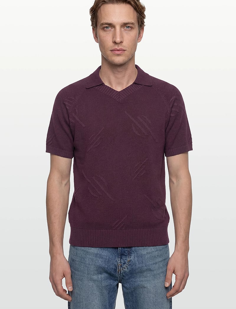 Daily Paper - monogram polo knit - gestrickte polohemden - potent purple - 3