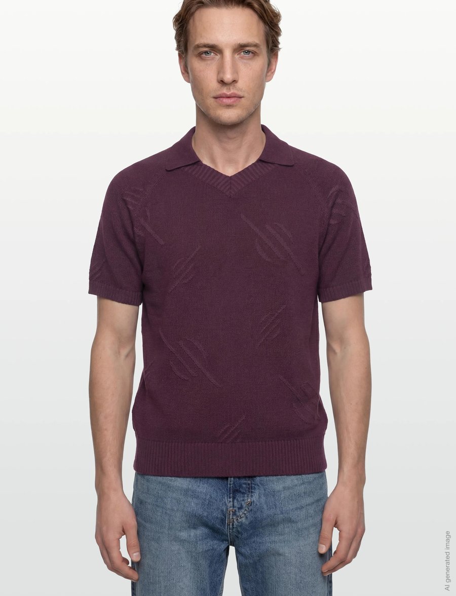 Daily Paper - monogram polo knit - langärmlige strick-polohemden - potent purple - 3