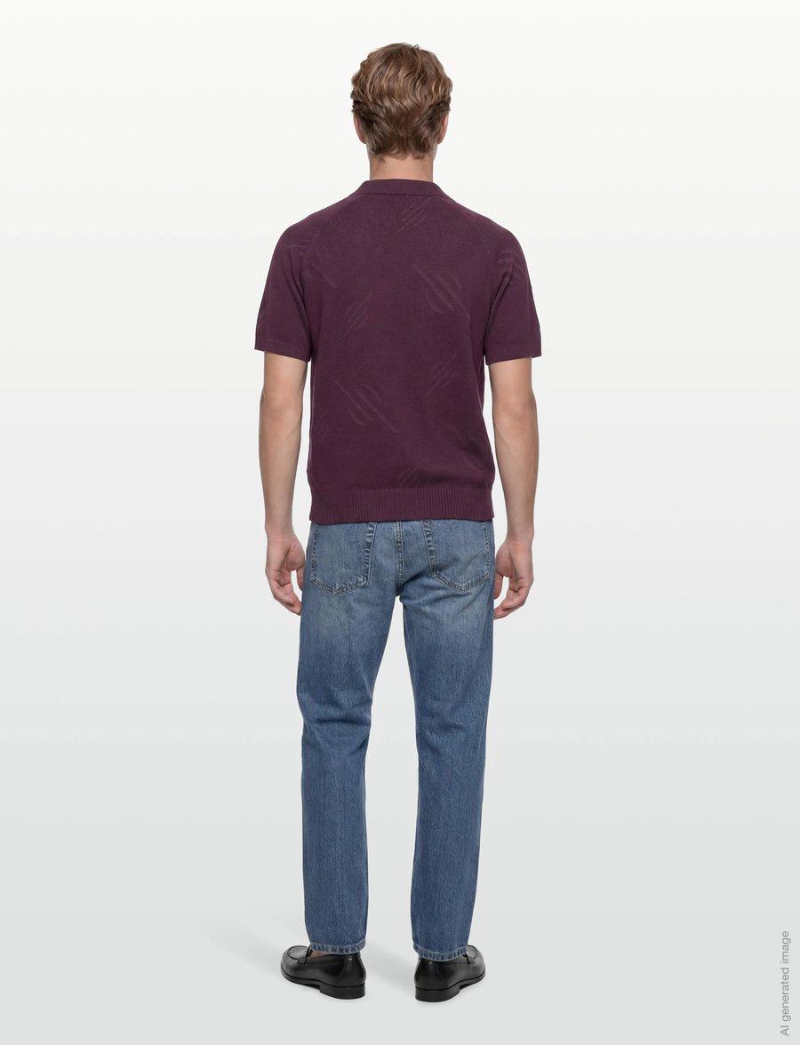 Daily Paper - monogram polo knit - langärmlige strick-polohemden - potent purple - 4