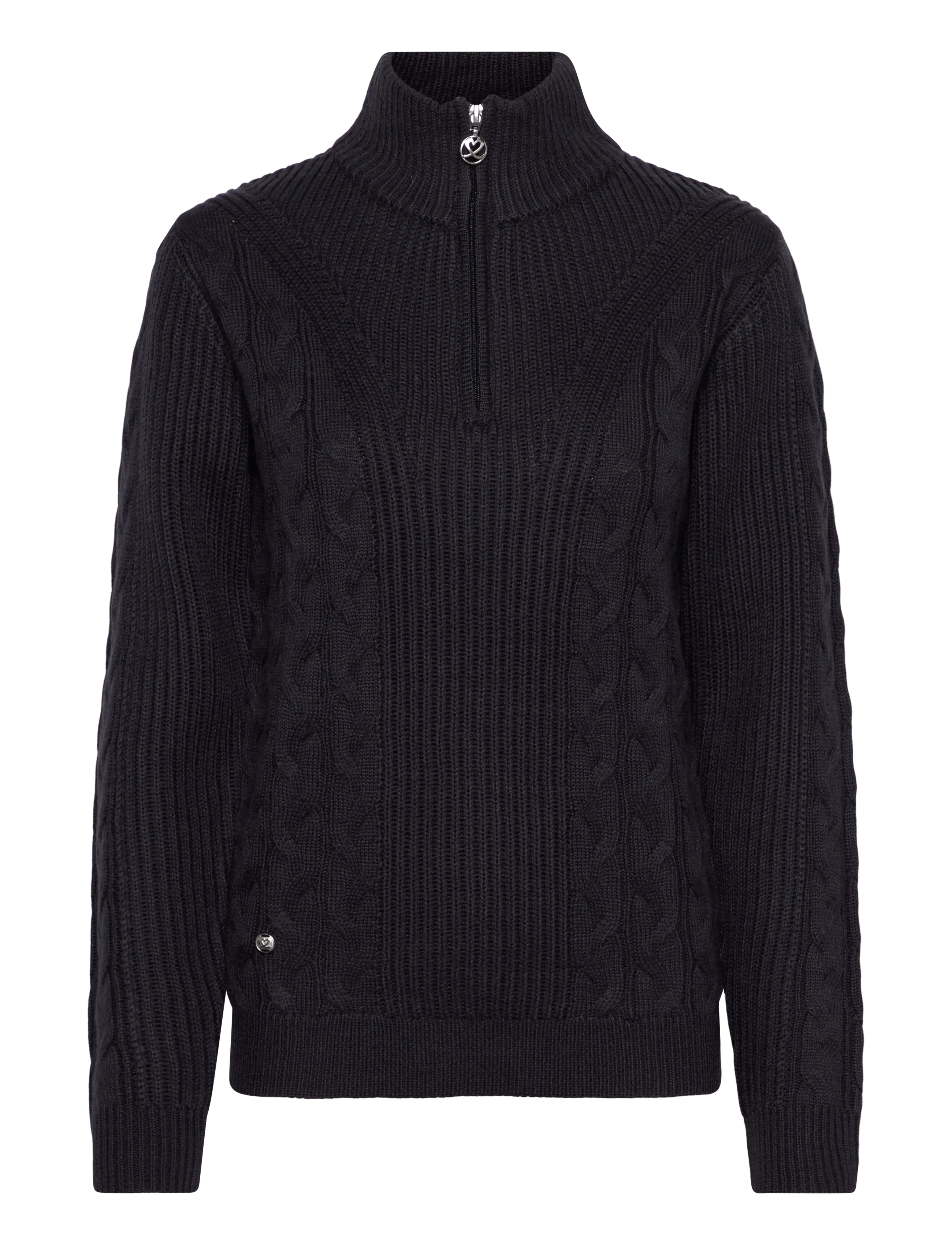 Daily Sports Cable Ls Pullover Unlined, Kvinder, Kabelstrikket Halv Lynlås Pullover, Navy, Str: L
