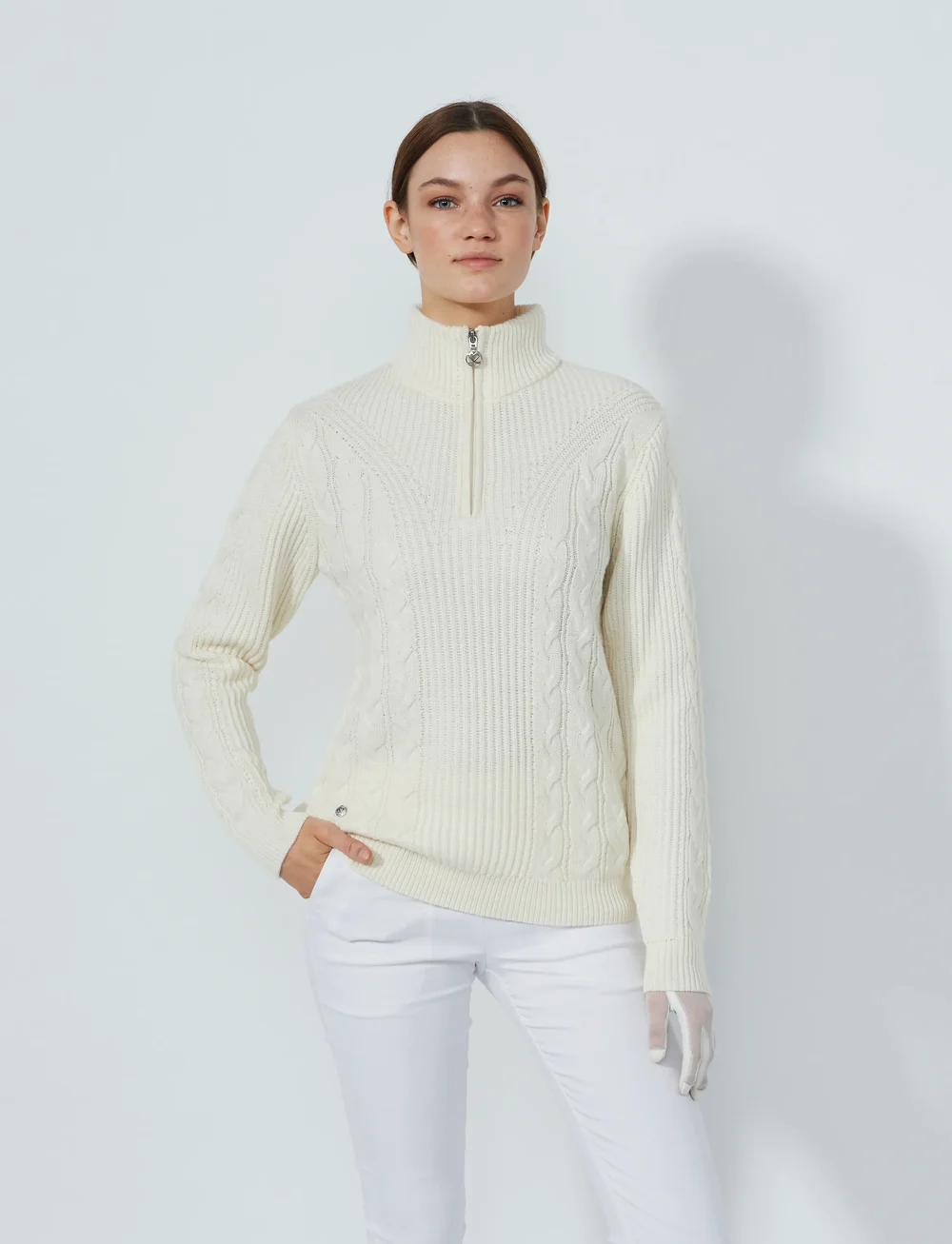 Daily Sports - Cable LS Pullover lined - sweatshirts - ivory - 0