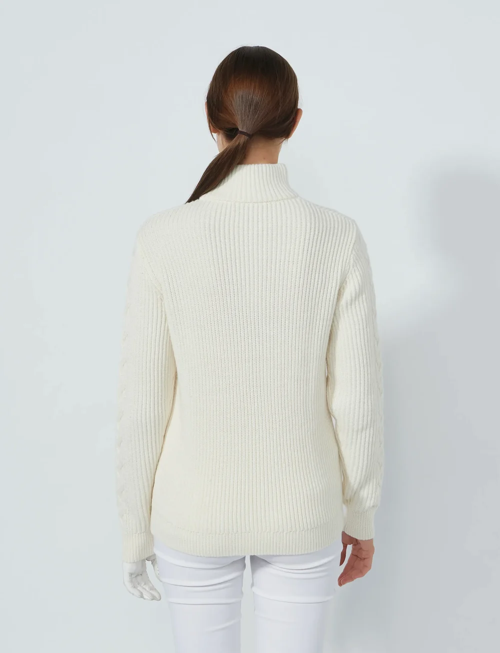 Daily Sports - Cable LS Pullover lined - sweatshirts - ivory - 3