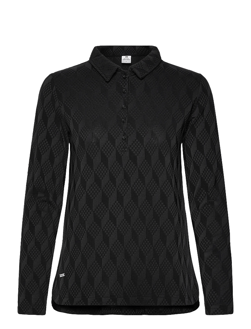 Daily Sports - Graphic Jaquard LS Poloshirt - polos - black - 1