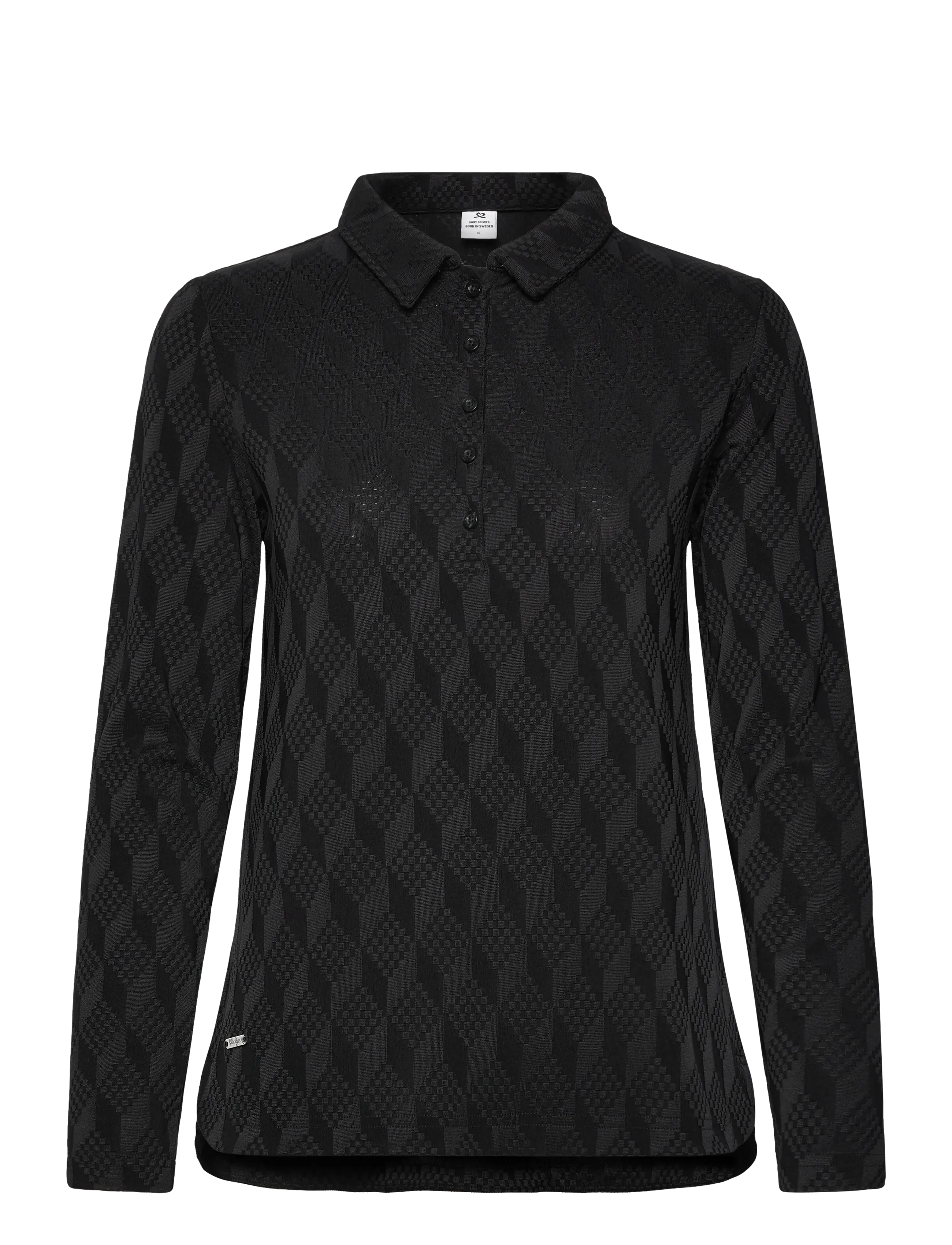 Daily Sports Graphic Jaquard LS Poloshirt - Daily Sports - BLACK / black