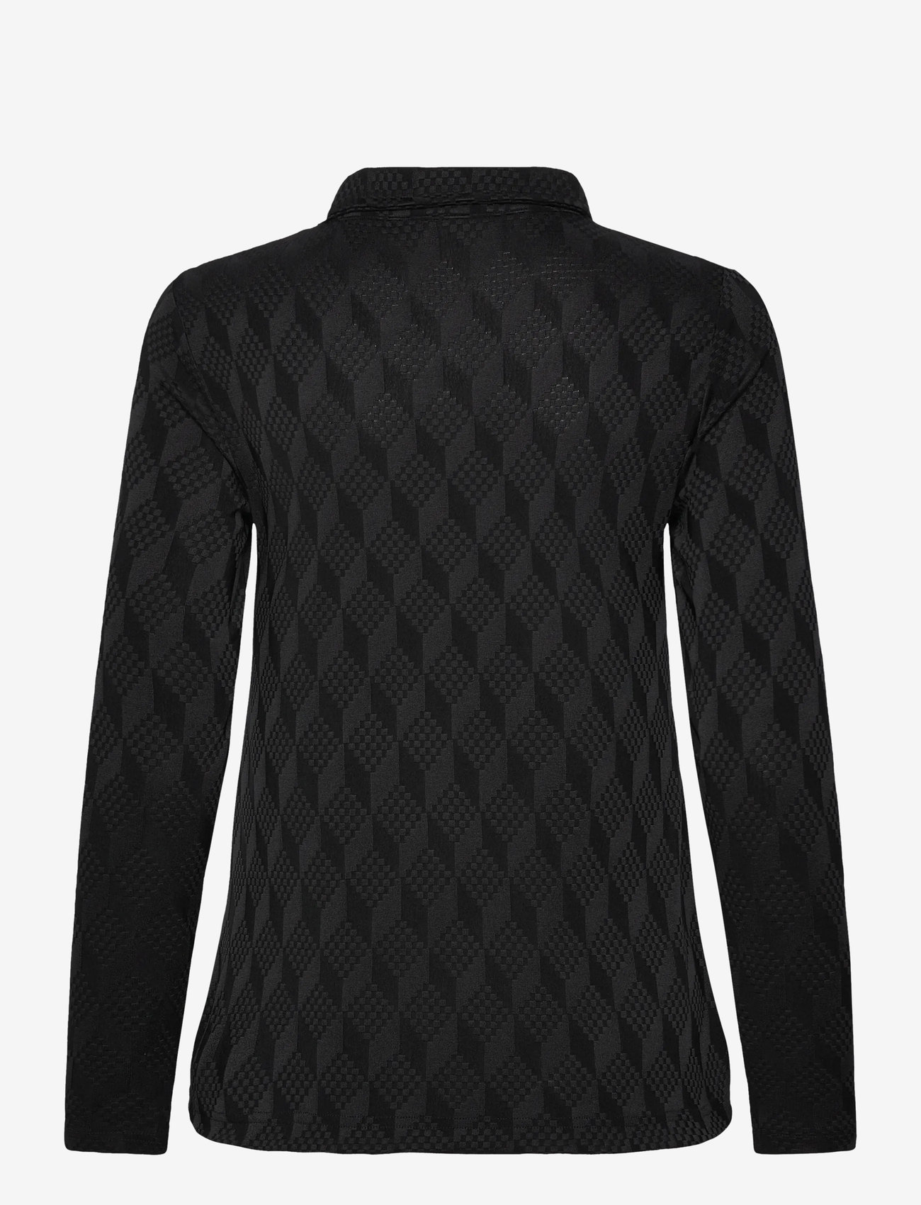 Daily Sports - Graphic Jaquard LS Poloshirt - tops & t-shirts - black - 2