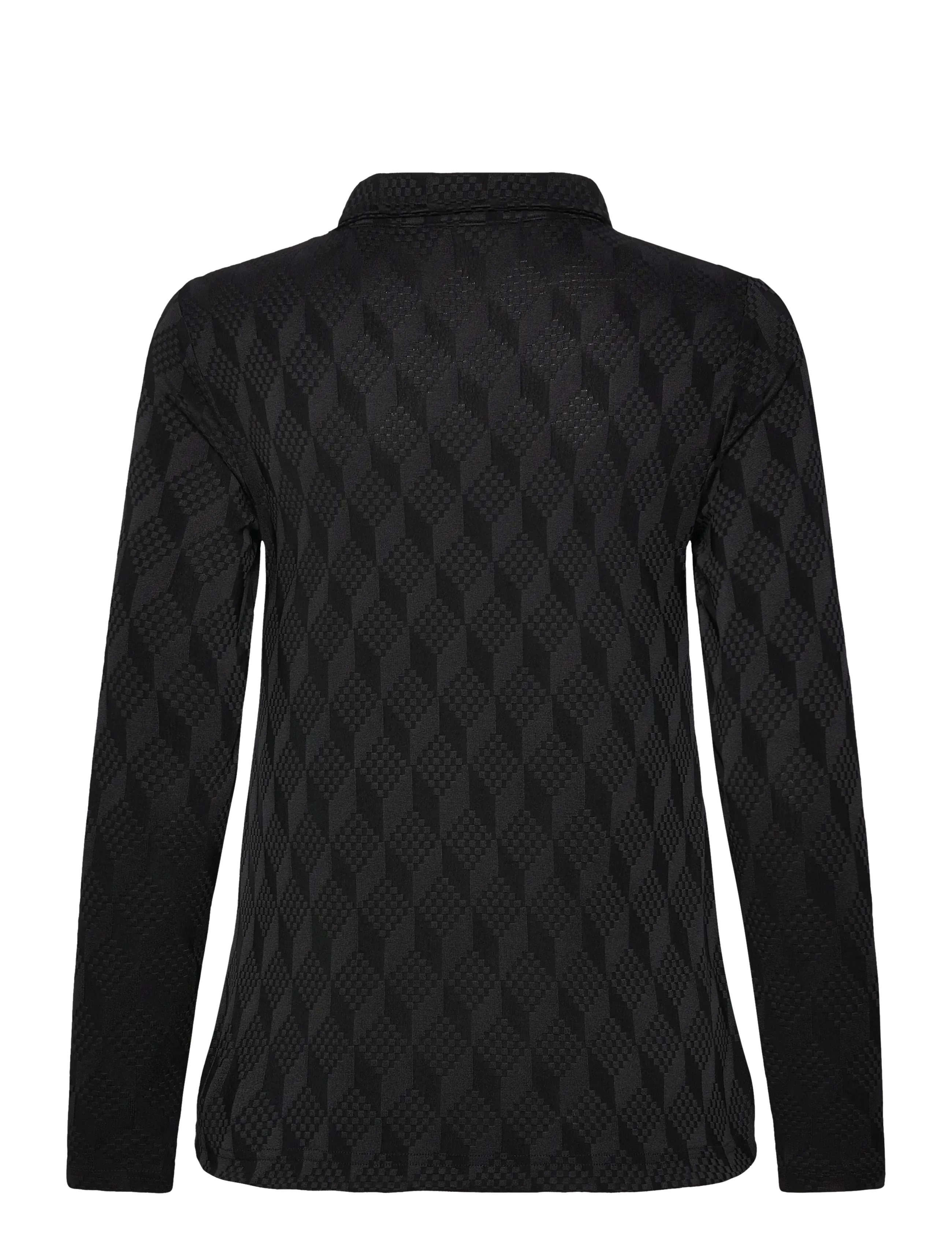 Daily Sports - Graphic Jaquard LS Poloshirt - tops & t-shirts - black - 2