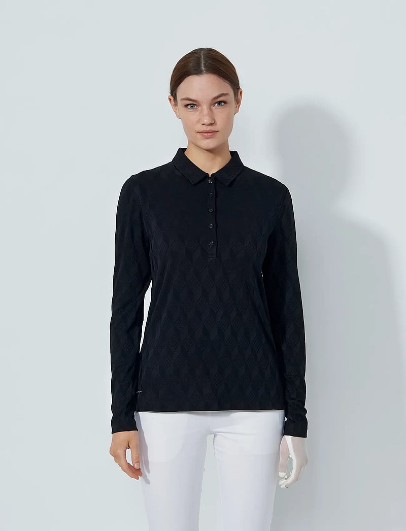 Daily Sports - Graphic Jaquard LS Poloshirt - polos - black - 0