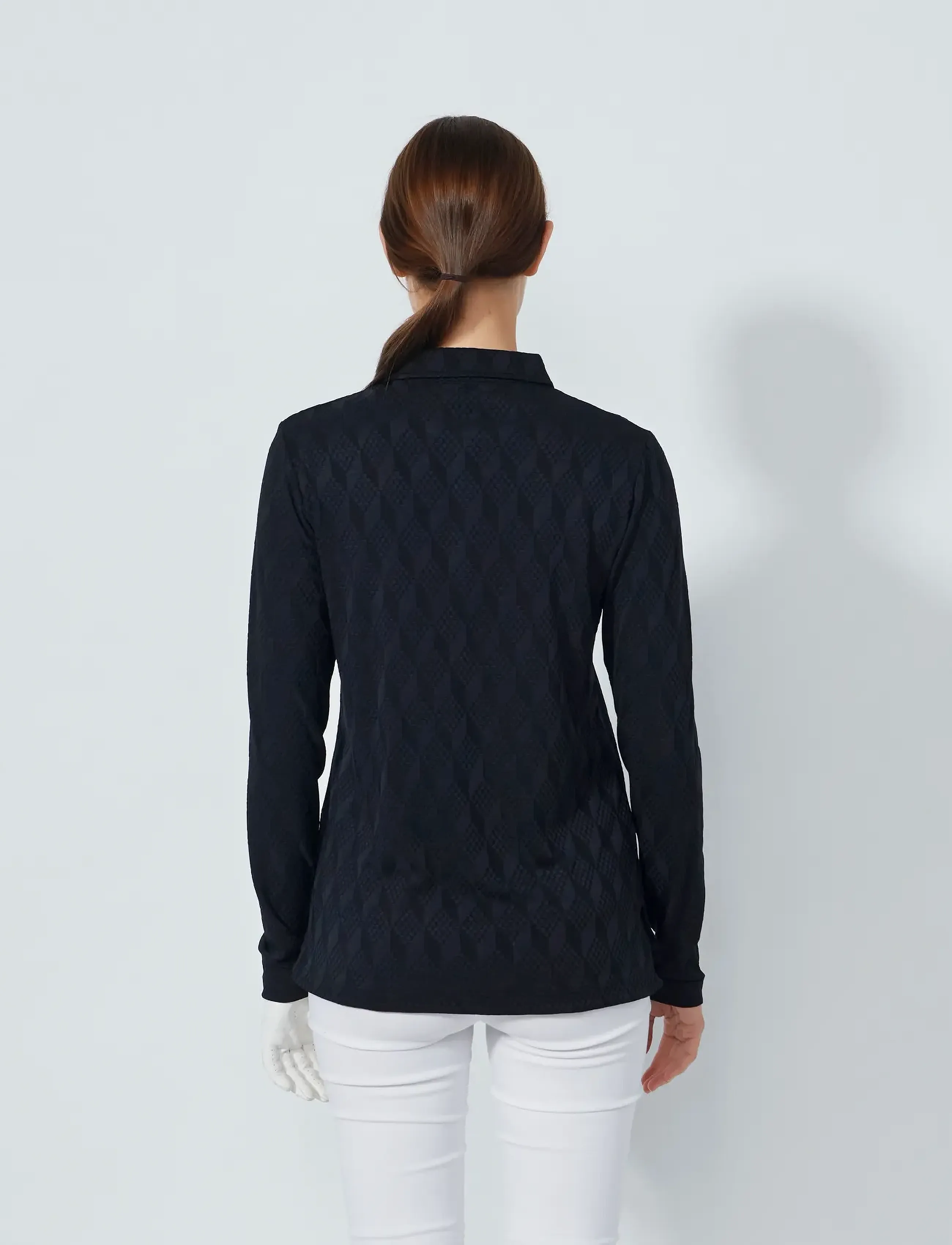 Daily Sports - Graphic Jaquard LS Poloshirt - tops & t-shirts - black - 3