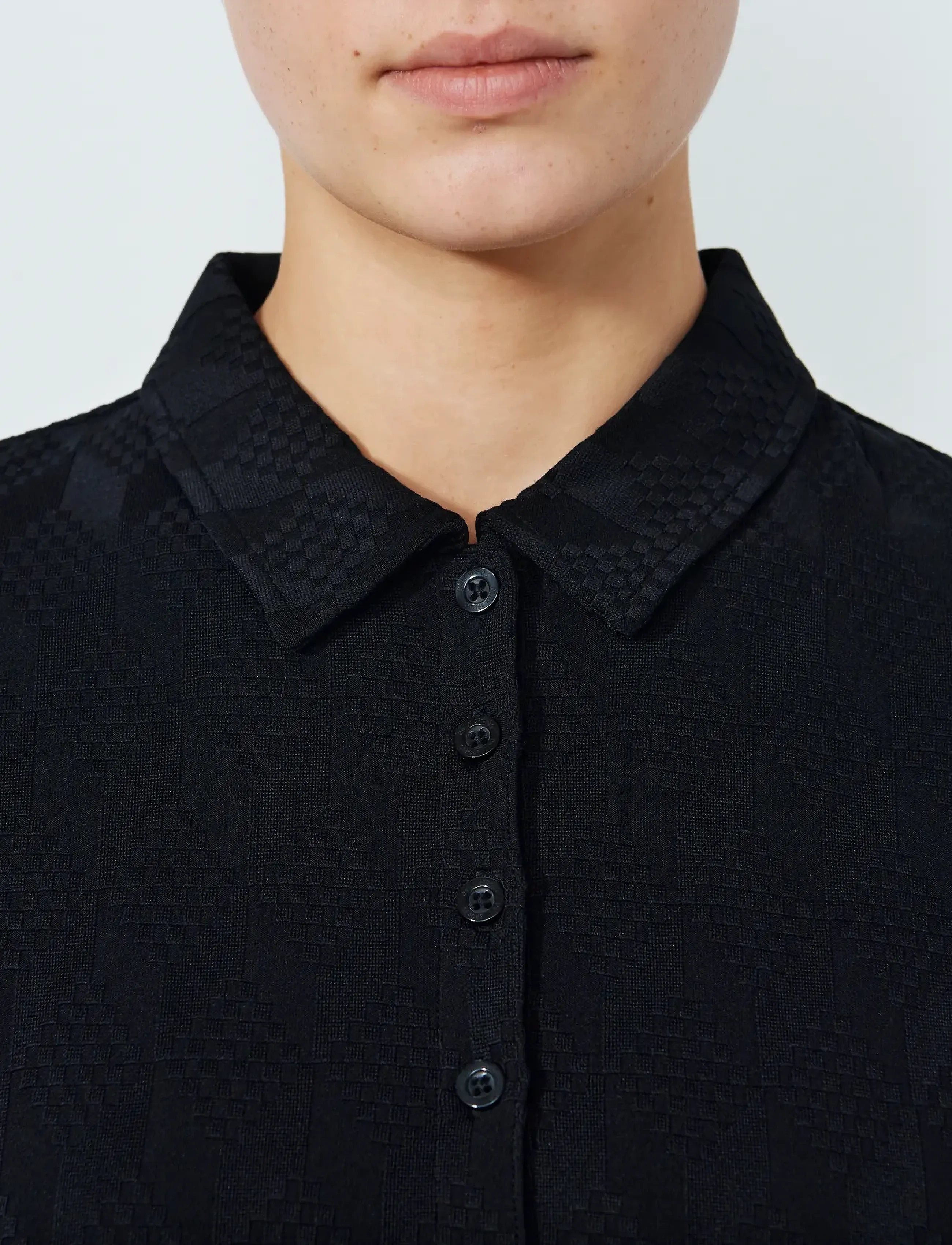 Daily Sports - Graphic Jaquard LS Poloshirt - tops & t-shirts - black - 4