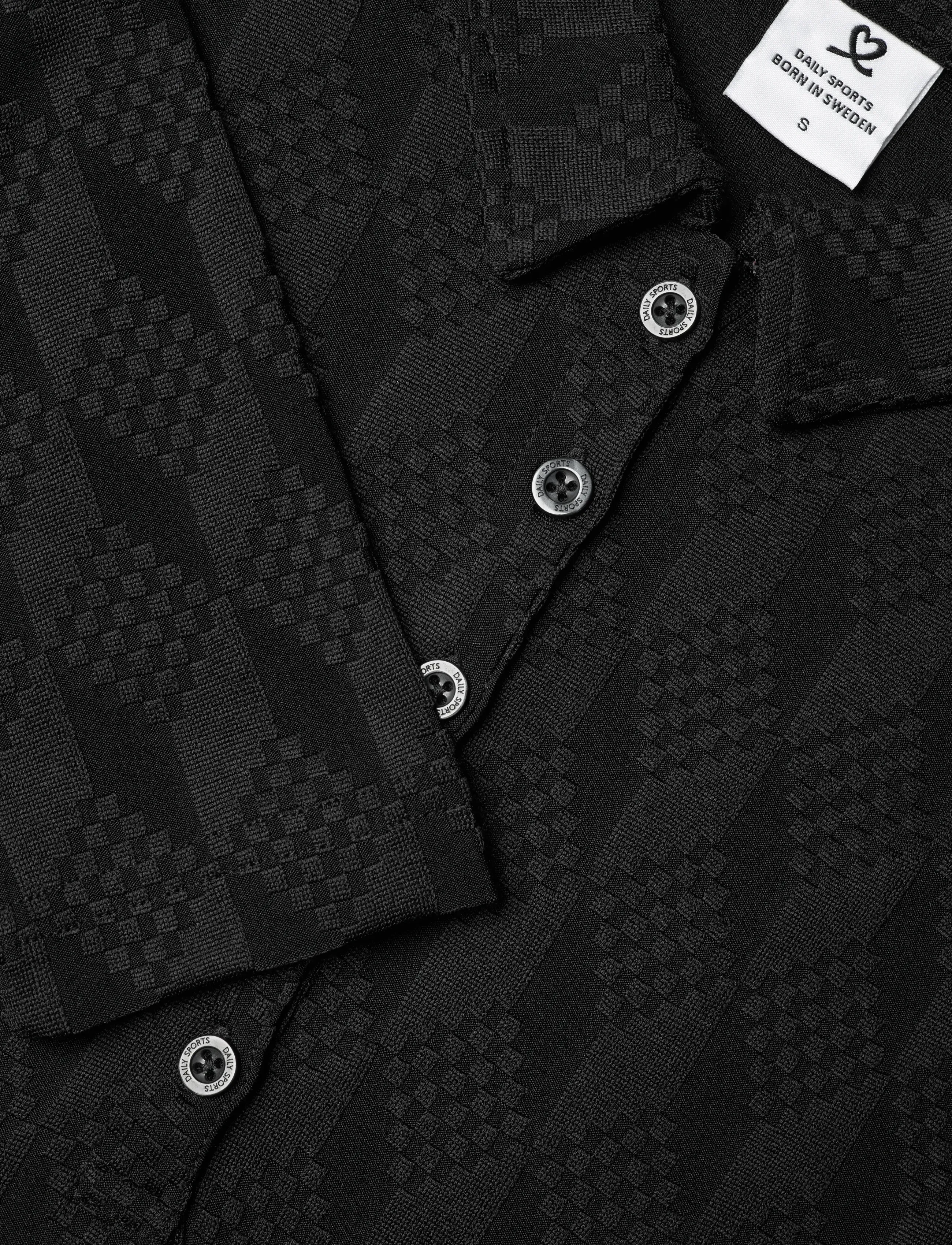 Daily Sports - Graphic Jaquard LS Poloshirt - tops & t-shirts - black - 5