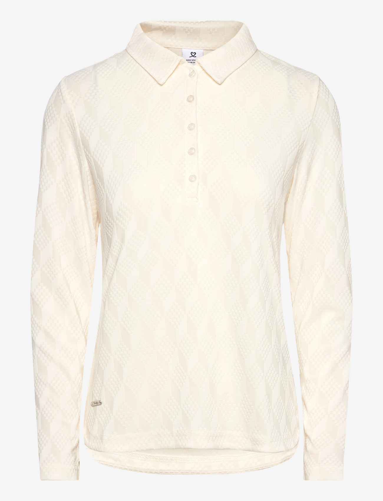 Daily Sports - Graphic Jaquard LS Poloshirt - polos - ivory - 0