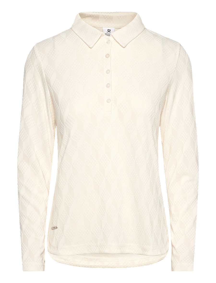 Daily Sports - Graphic Jaquard LS Poloshirt - topit & t-paidat - ivory - 0